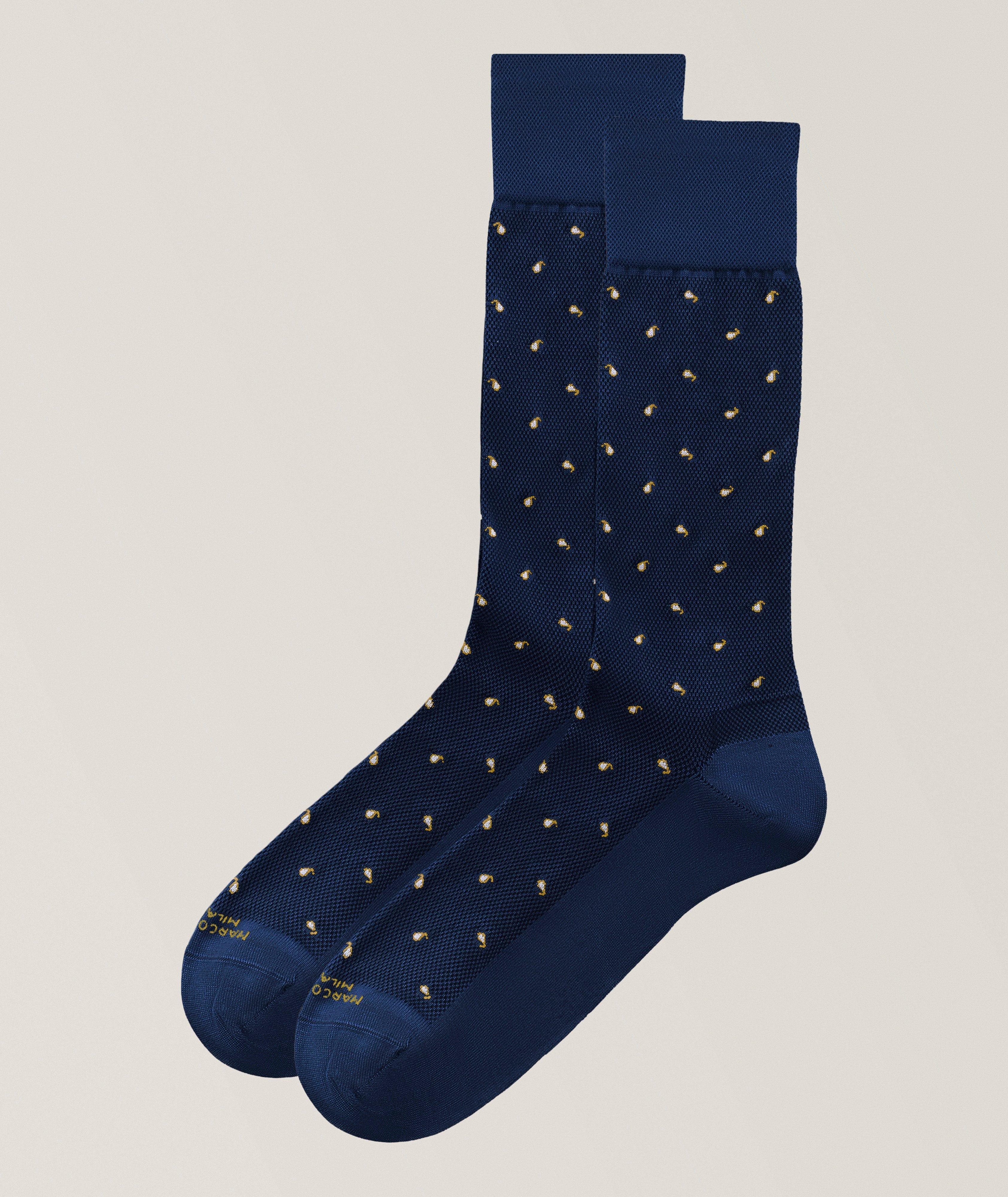 Marcoliani Tiny Paisley Pima Cotton-Blend Socks