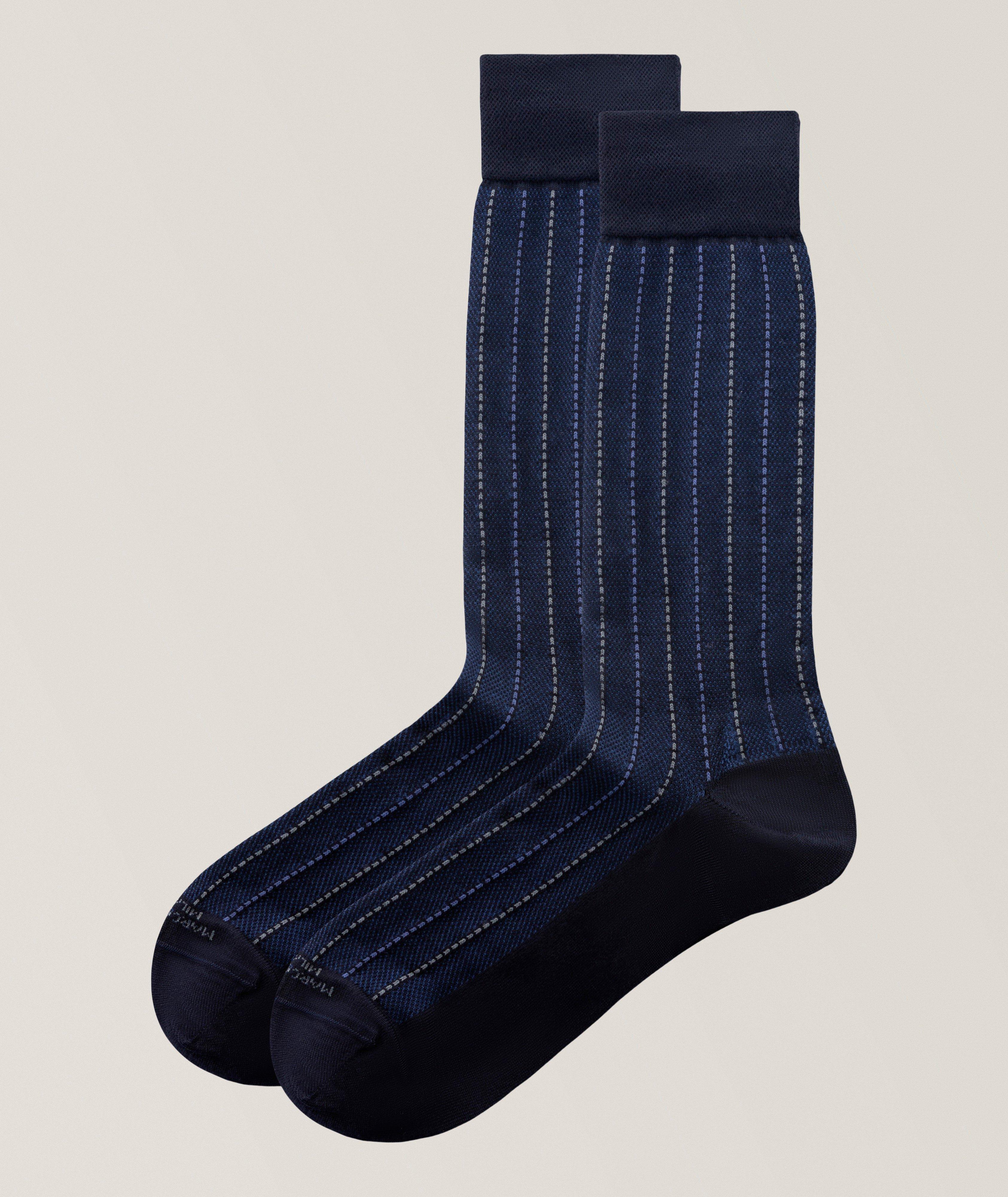 Marcoliani Piqué Pinstripe Mousse of Modal Dress Socks