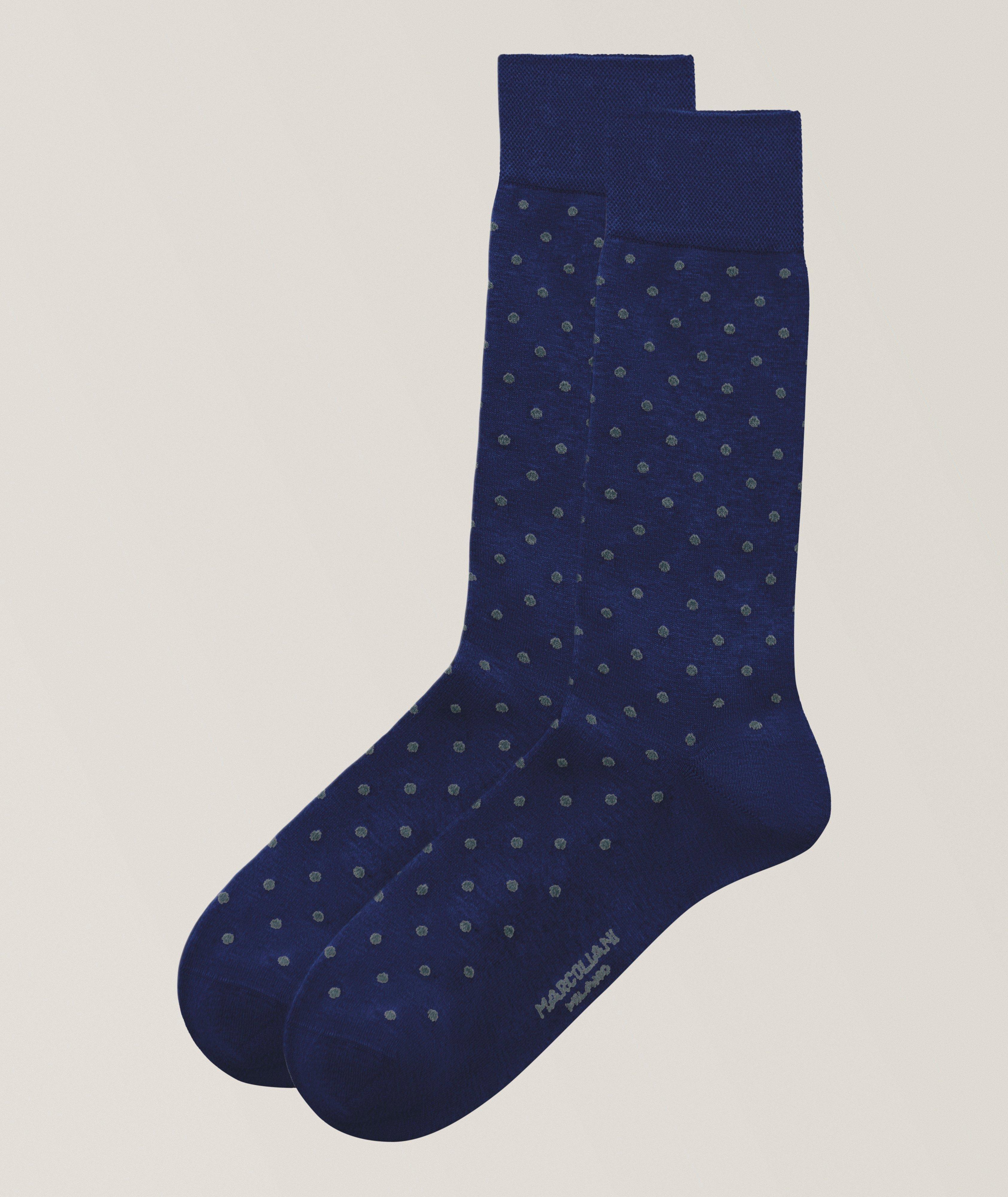Marcoliani Tailored Dots Pima Cotton-Blend Socks