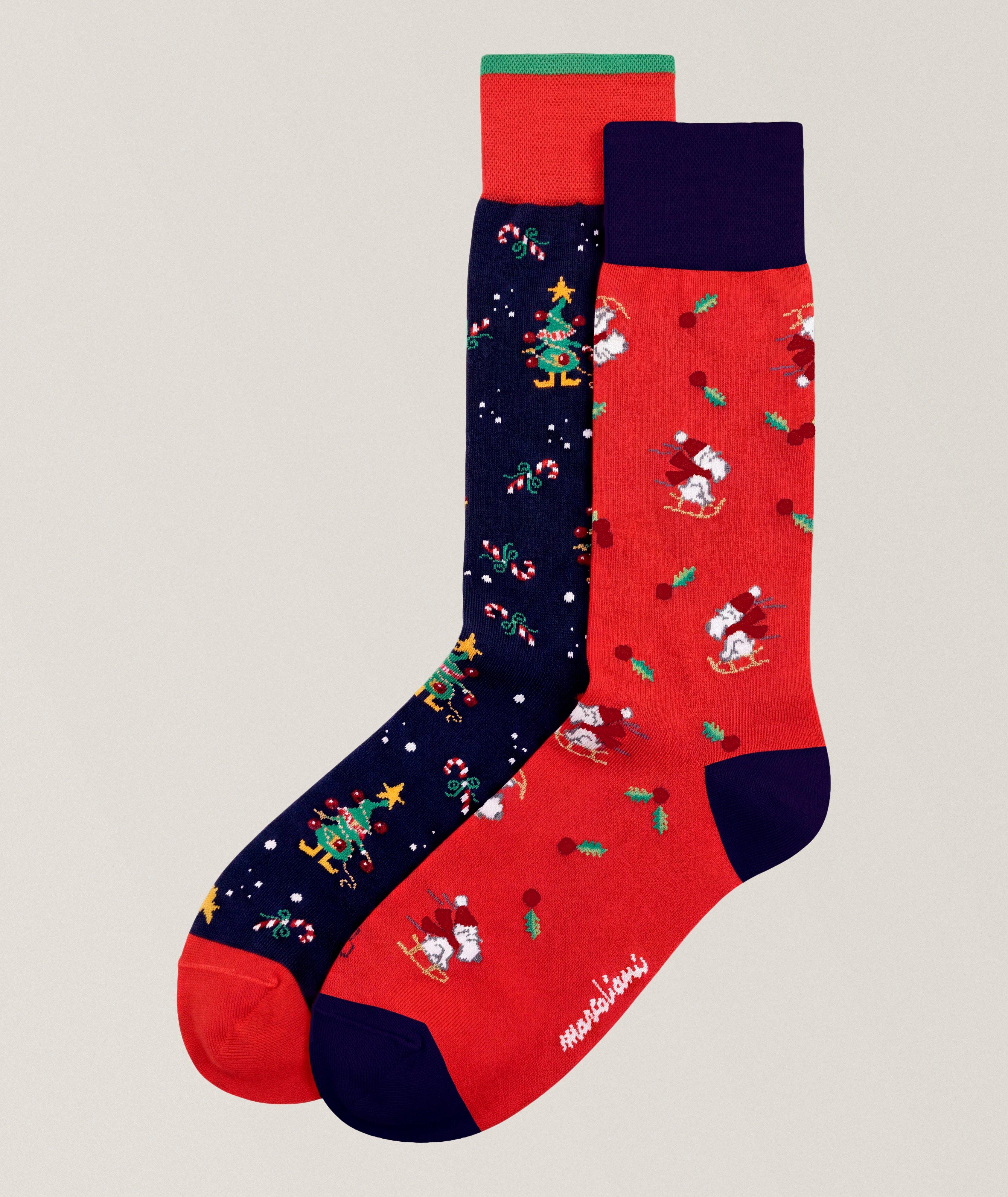 Two-Pack Pima Cotton-Blend Christmas Socks image 0