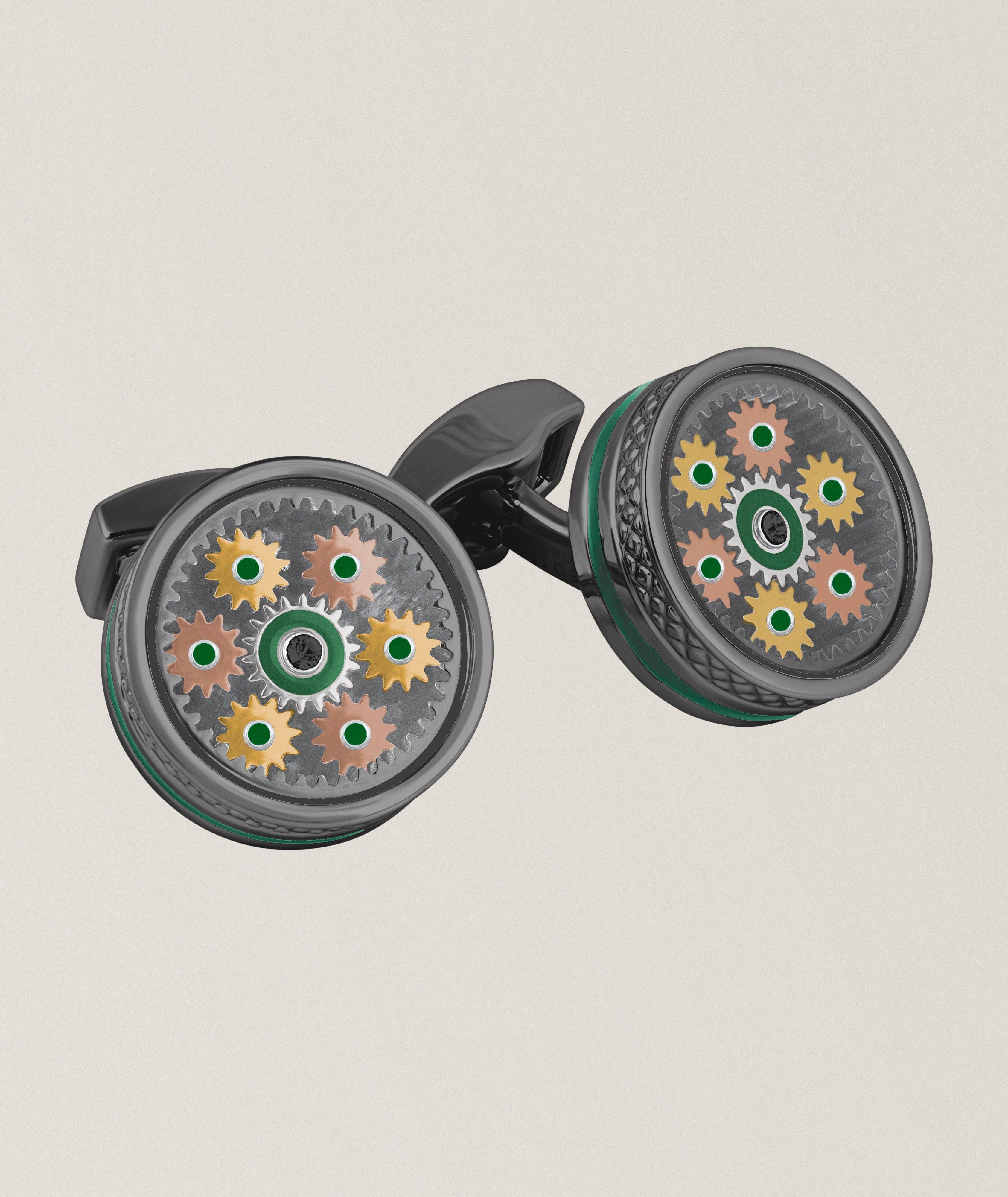 Tateossian Boutons manchette Septa Gear plaqués-palladium