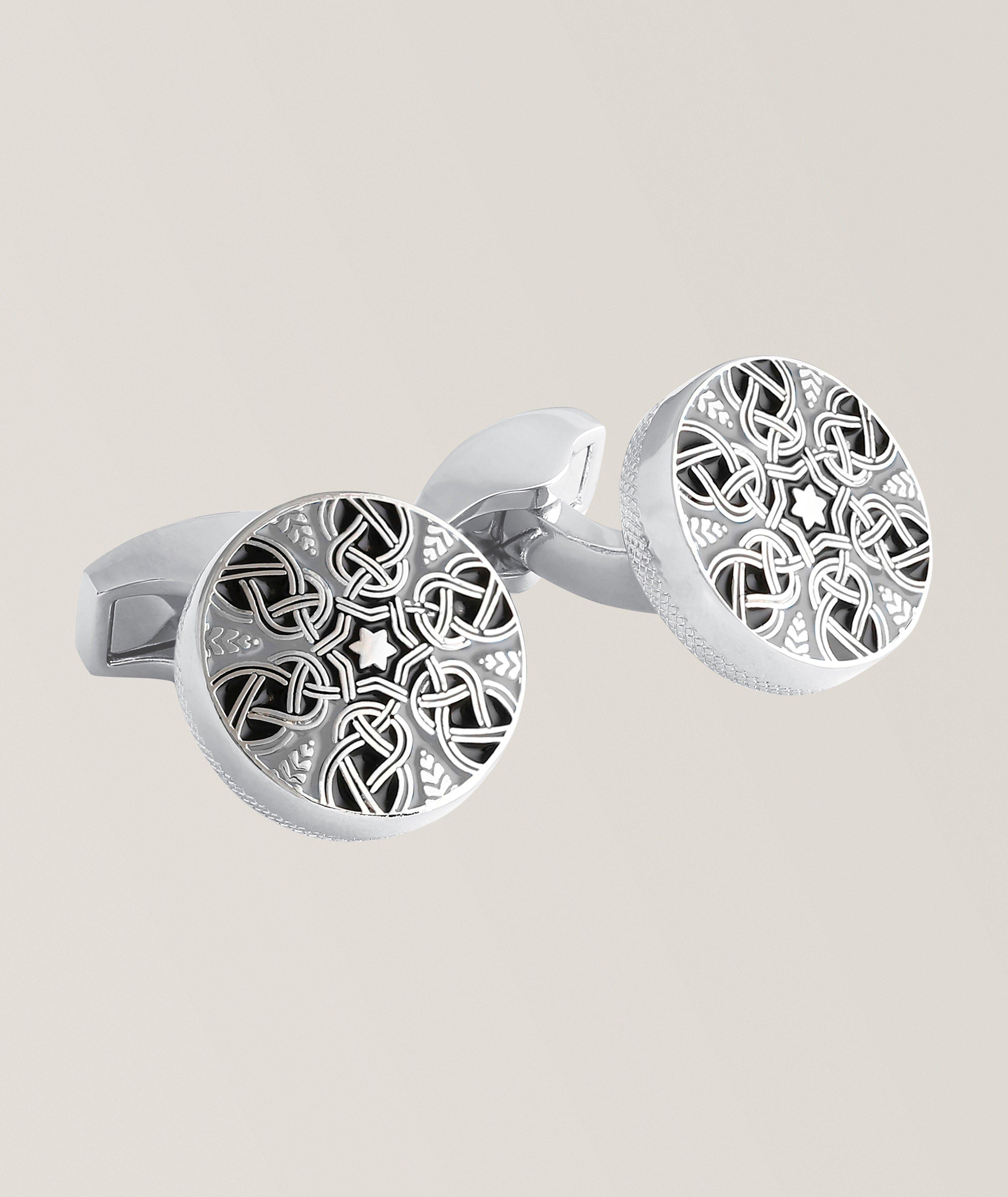 Tateossian Boutons manchette ronds tissage étoilé