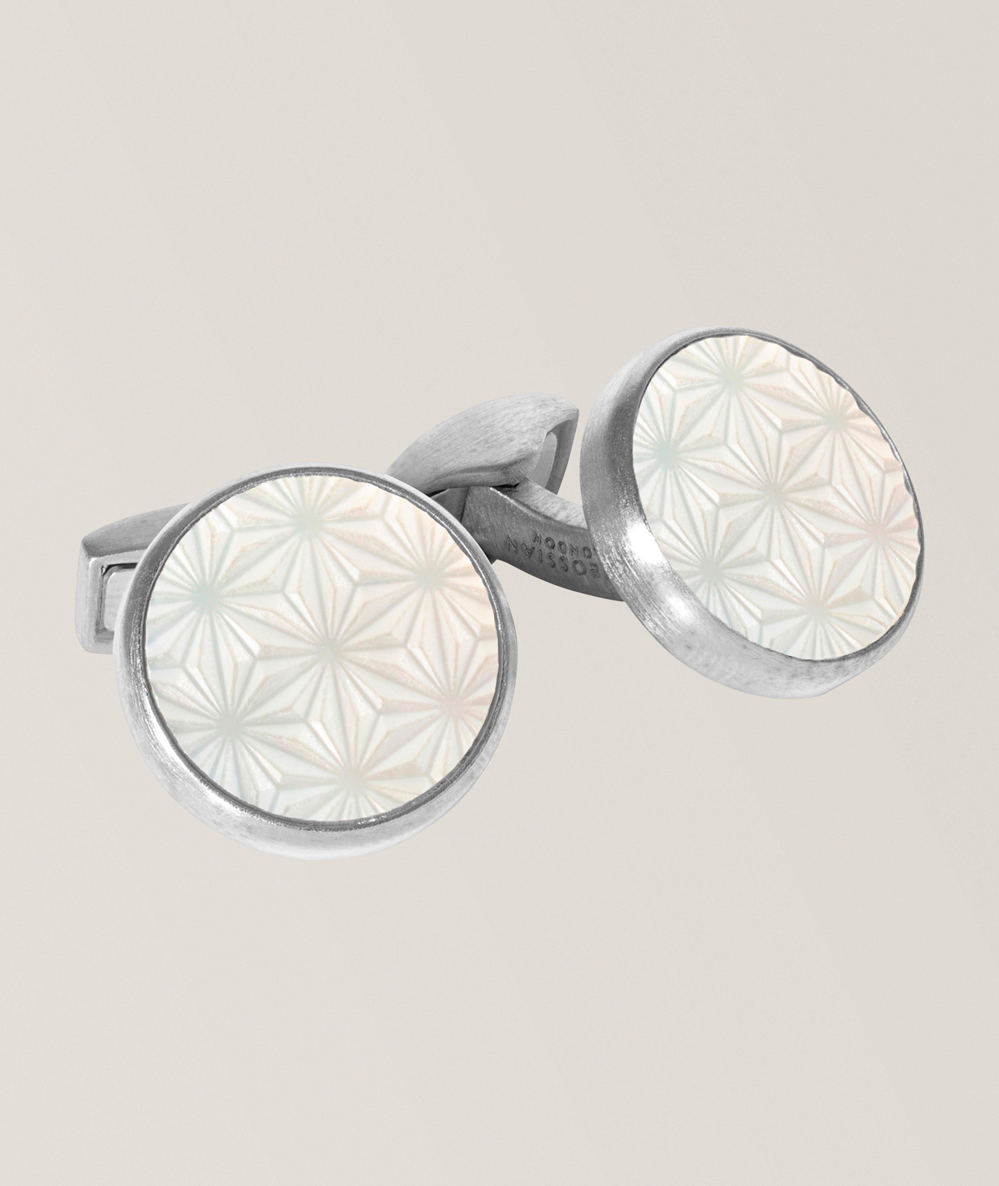 Tateossian Boutons manchette en nacre semi-précieuse Asanoha