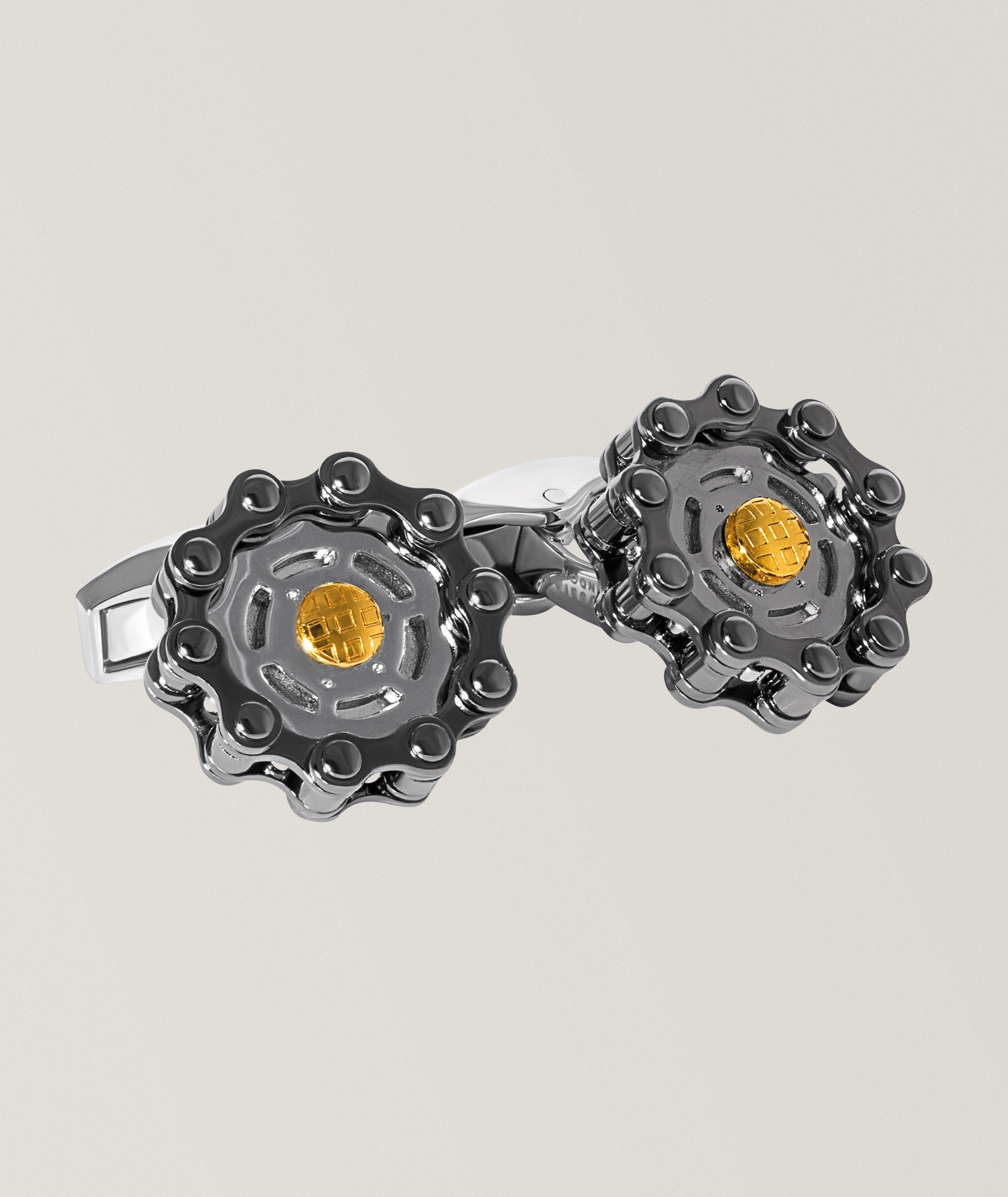 Tateossian Boutons manchette Bici Gear plaqué-palladium