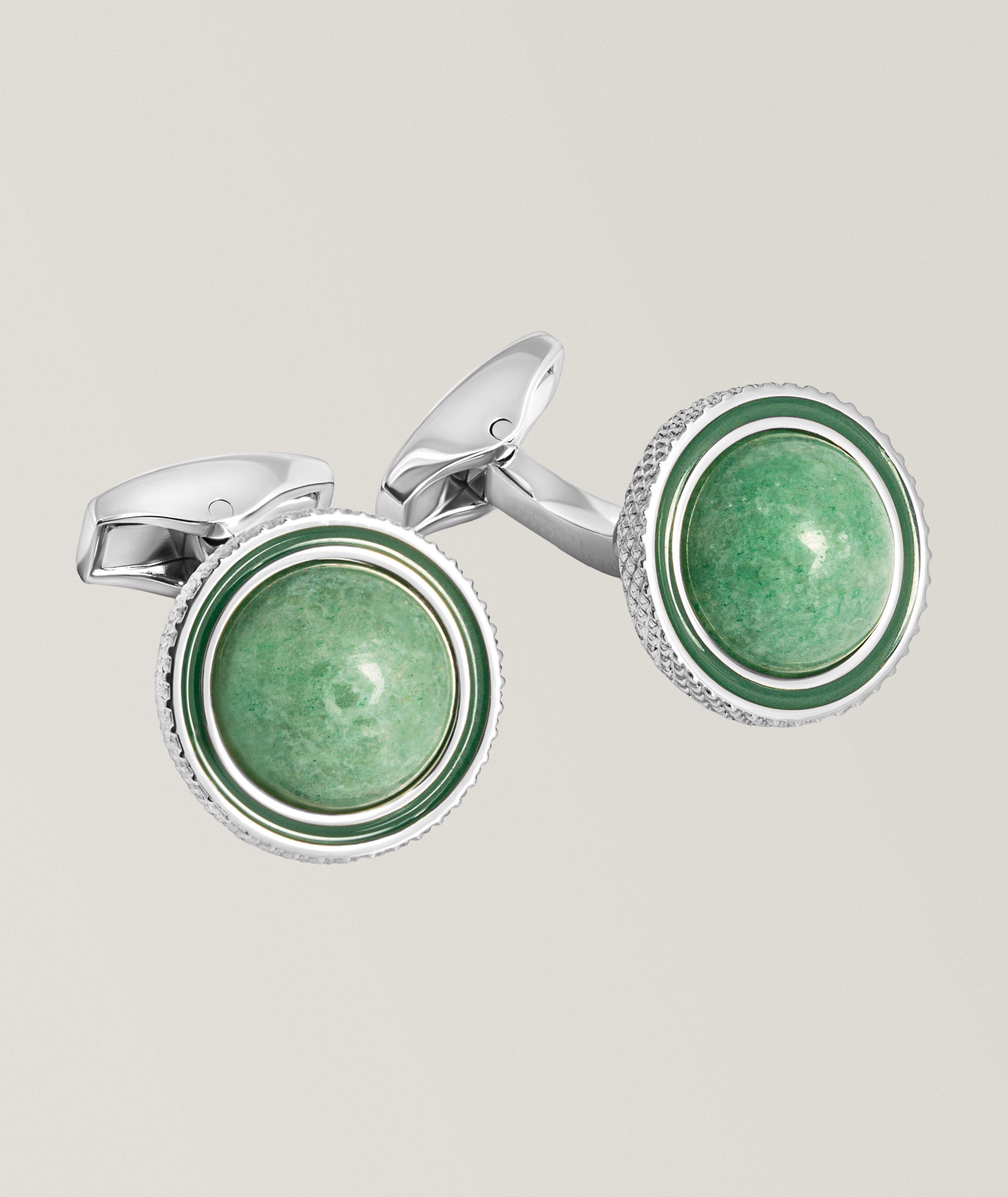 Tateossian Boutons manchette en aventurine semi-précieuse Gyrate 