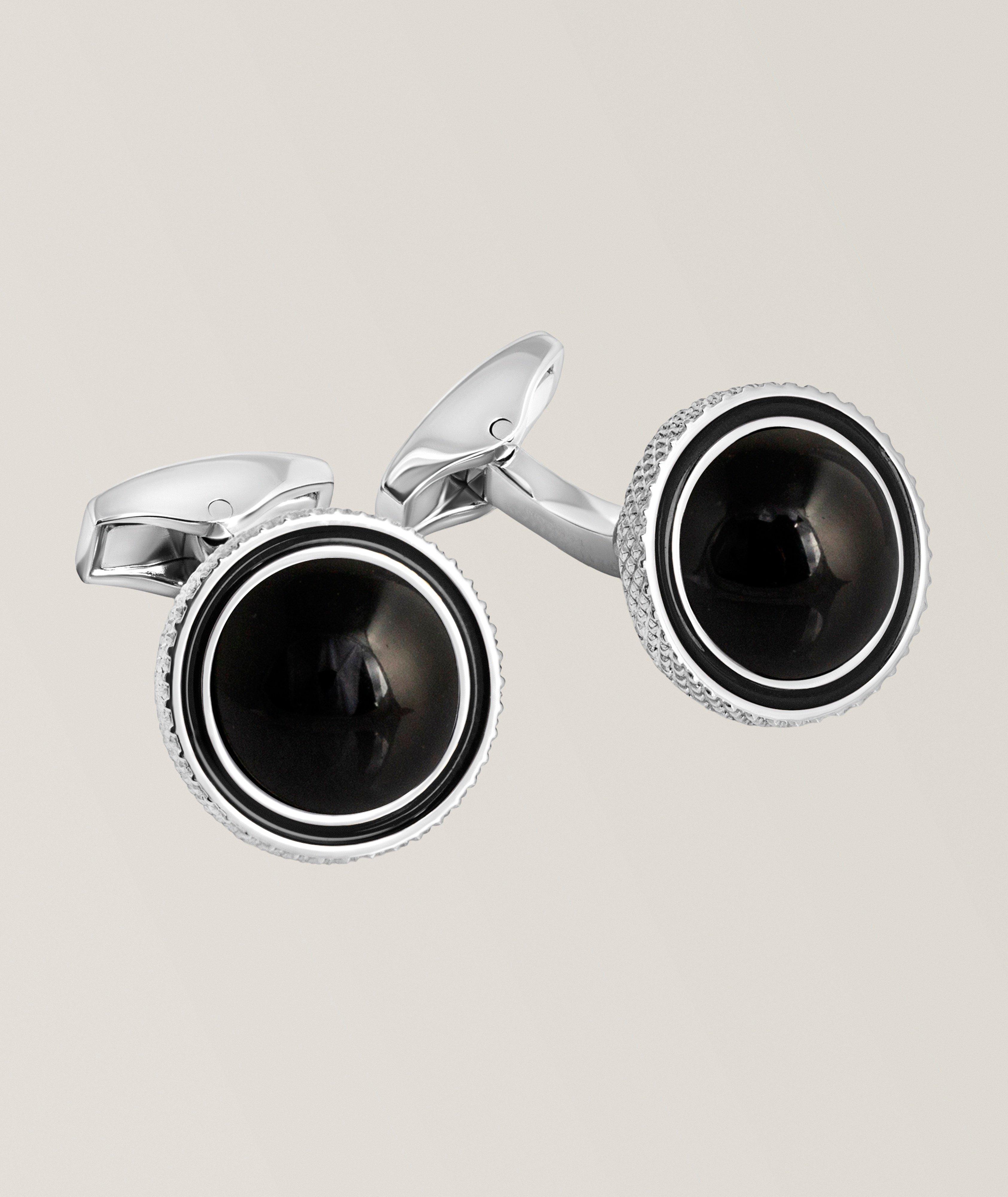 Tateossian Boutons manchette en émail & onyx semi-précieux  Gyrate 