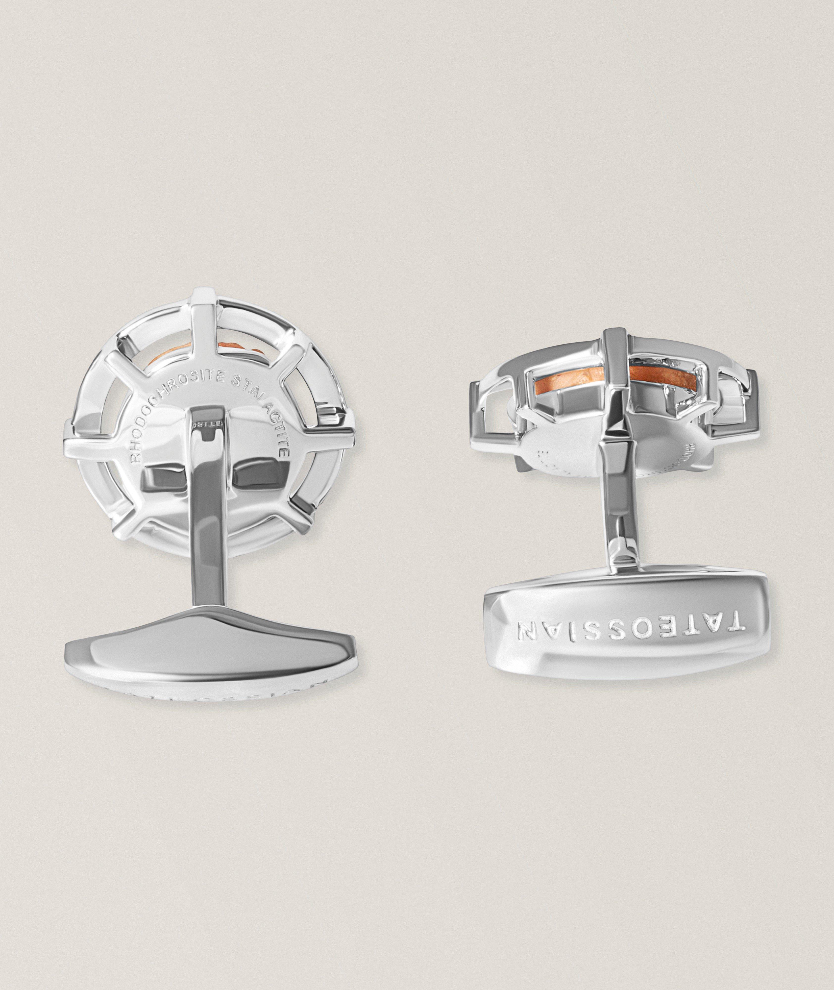 Rhodochrosite Stalactite Sterling Silver Cufflinks image 1