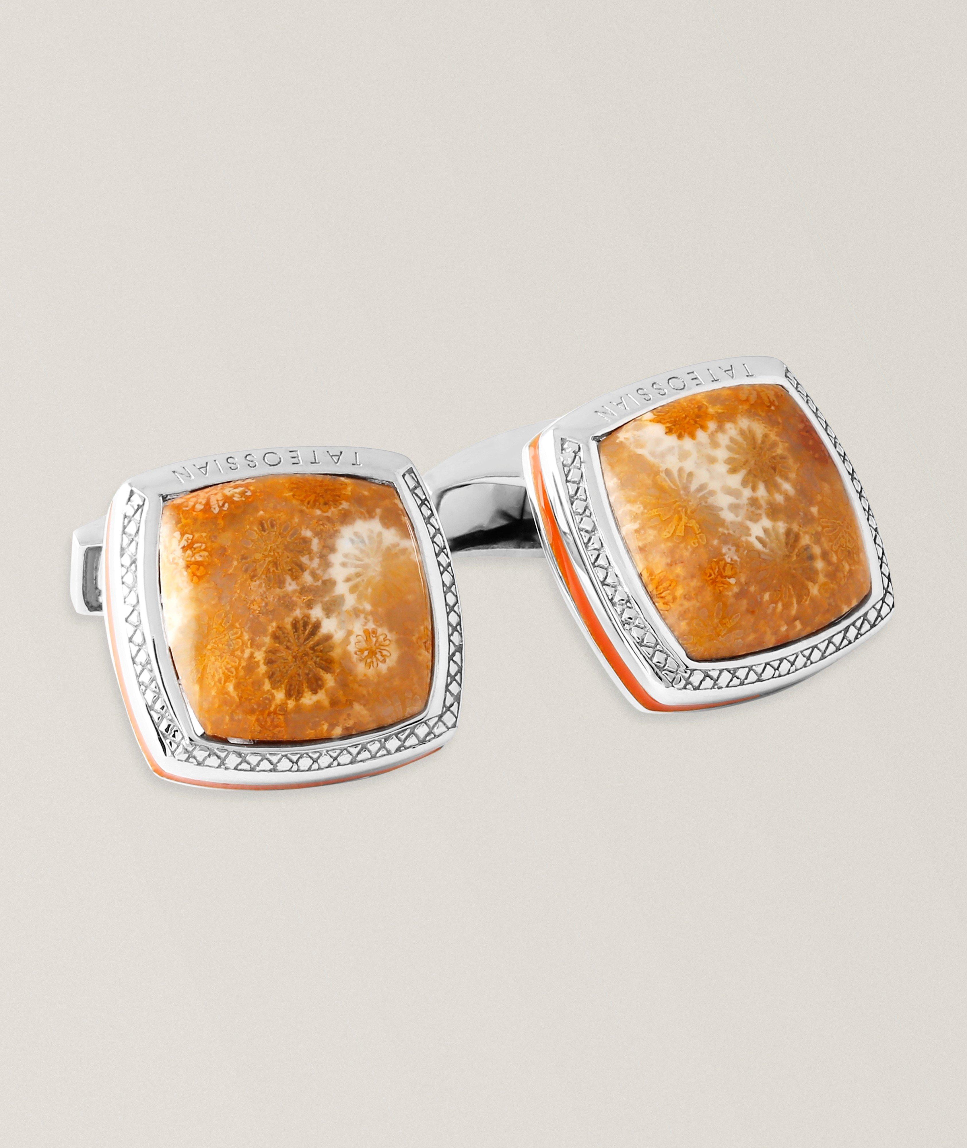 Square Fossil Star Coral Cufflinks image 0