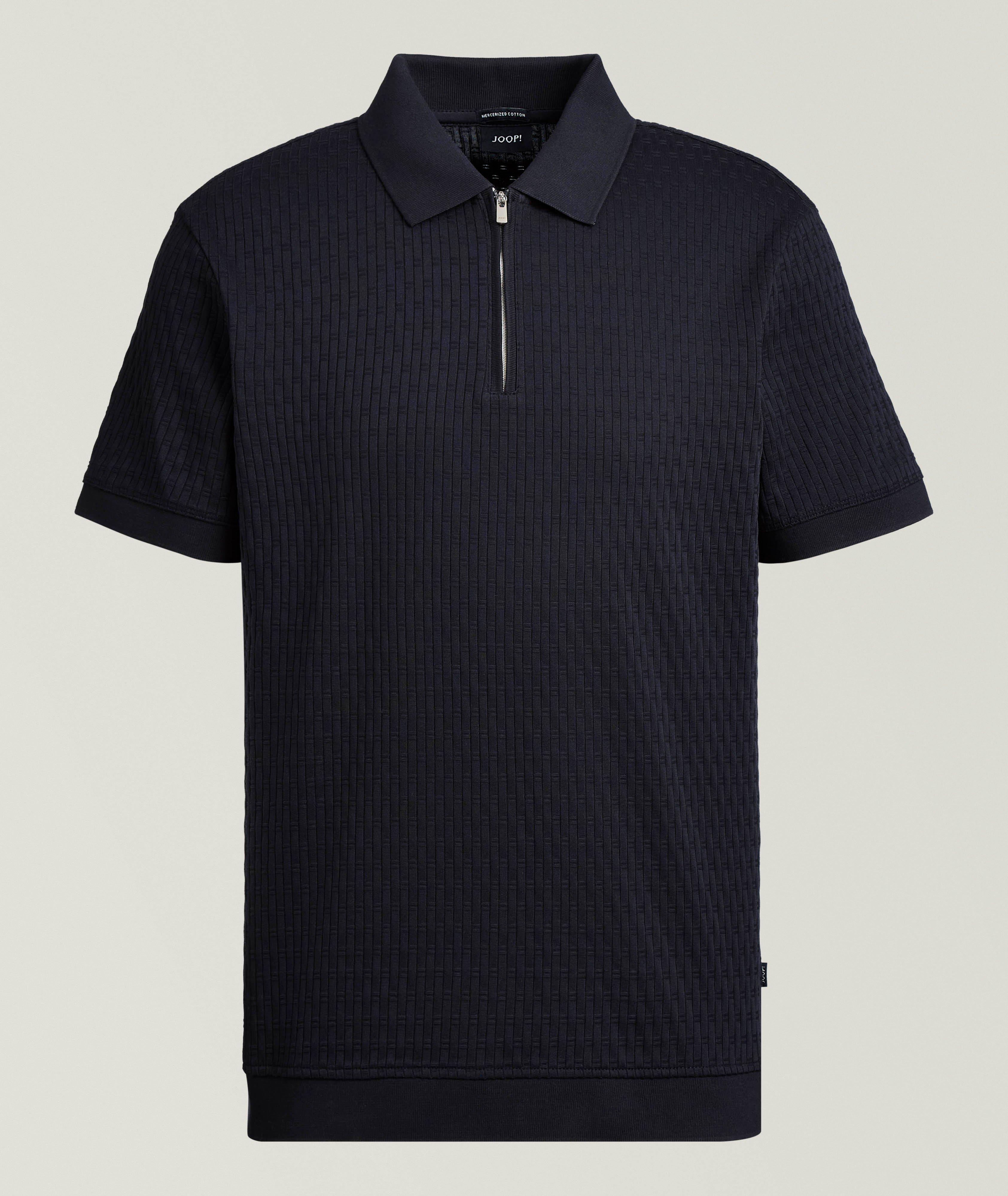 JOOP! Textured Cotton Knit Quarter-Zip Polo | Polos | Harry Rosen