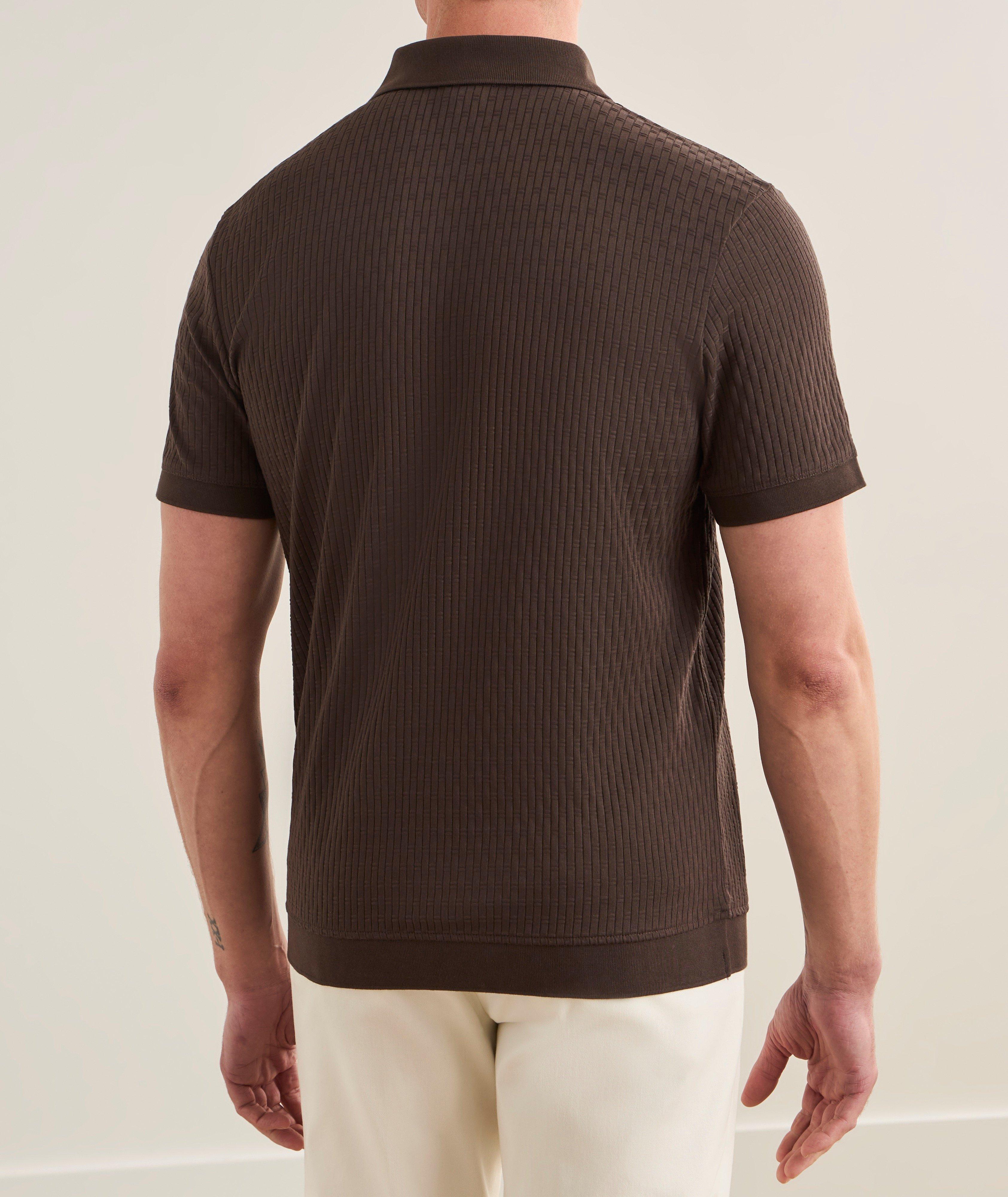 Textured Cotton Knit Quarter-Zip Polo  image 2