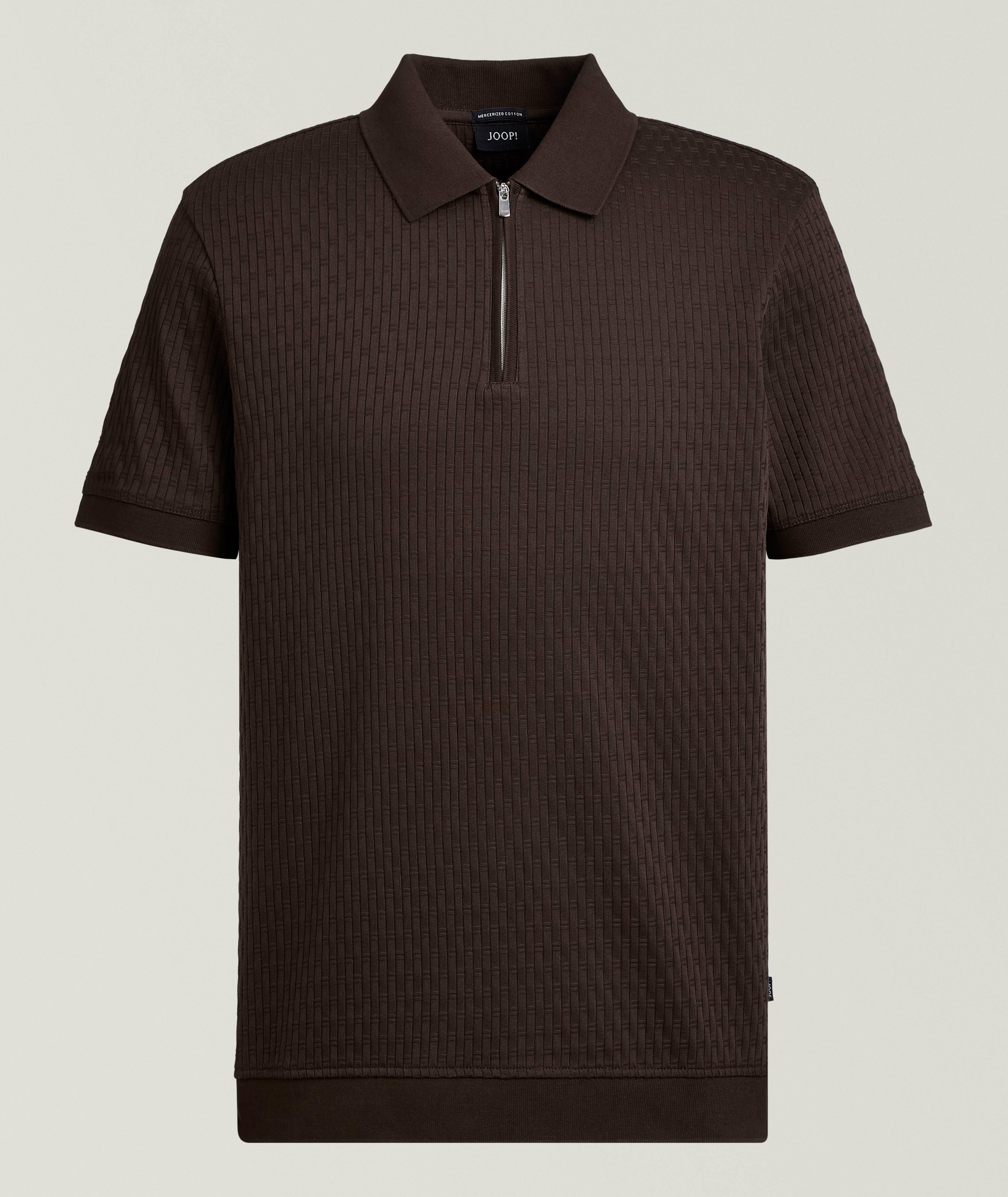 Textured Cotton Knit Quarter-Zip Polo  image 0