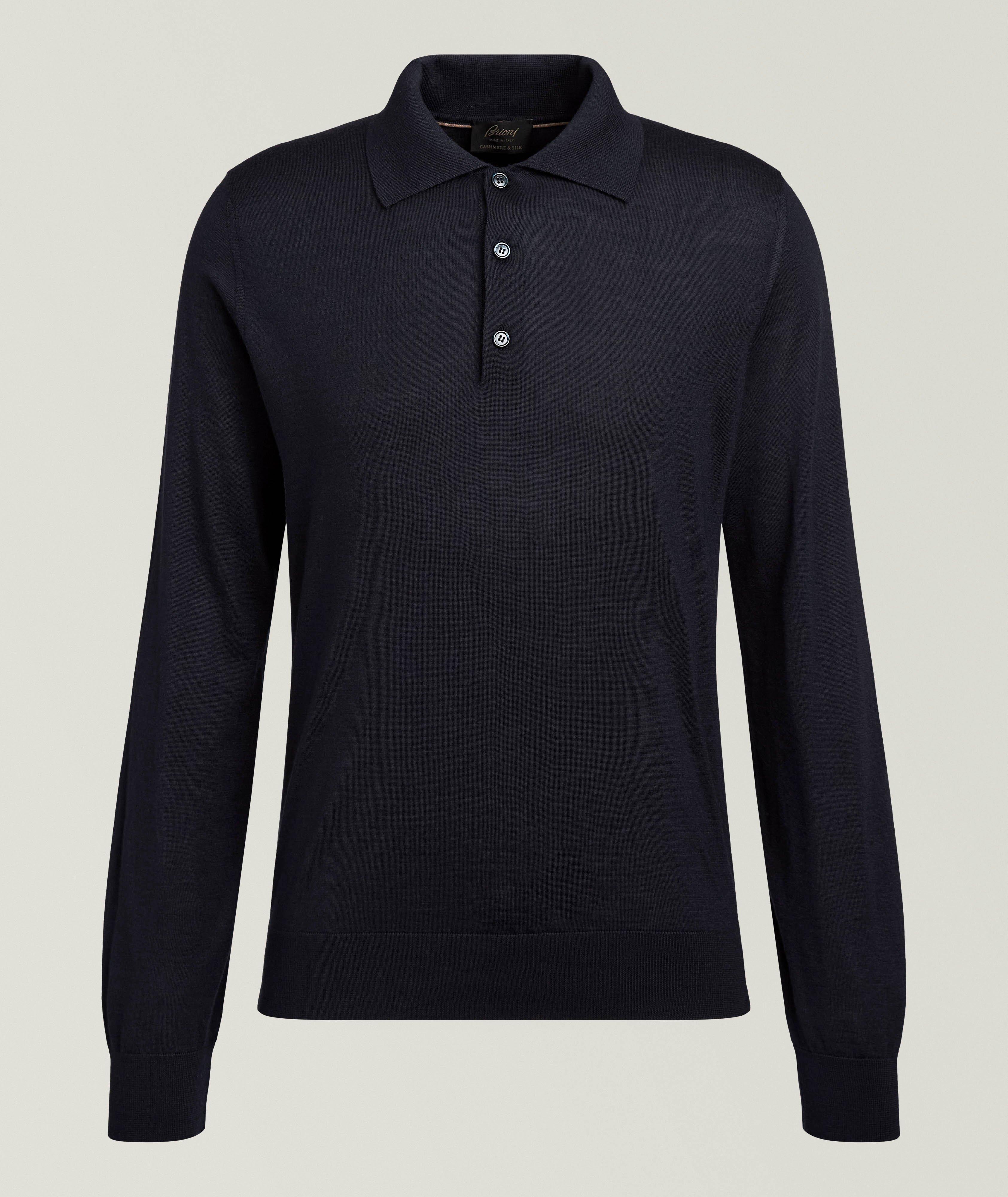 Brioni Cashmere-Silk Knit Polo Sweater