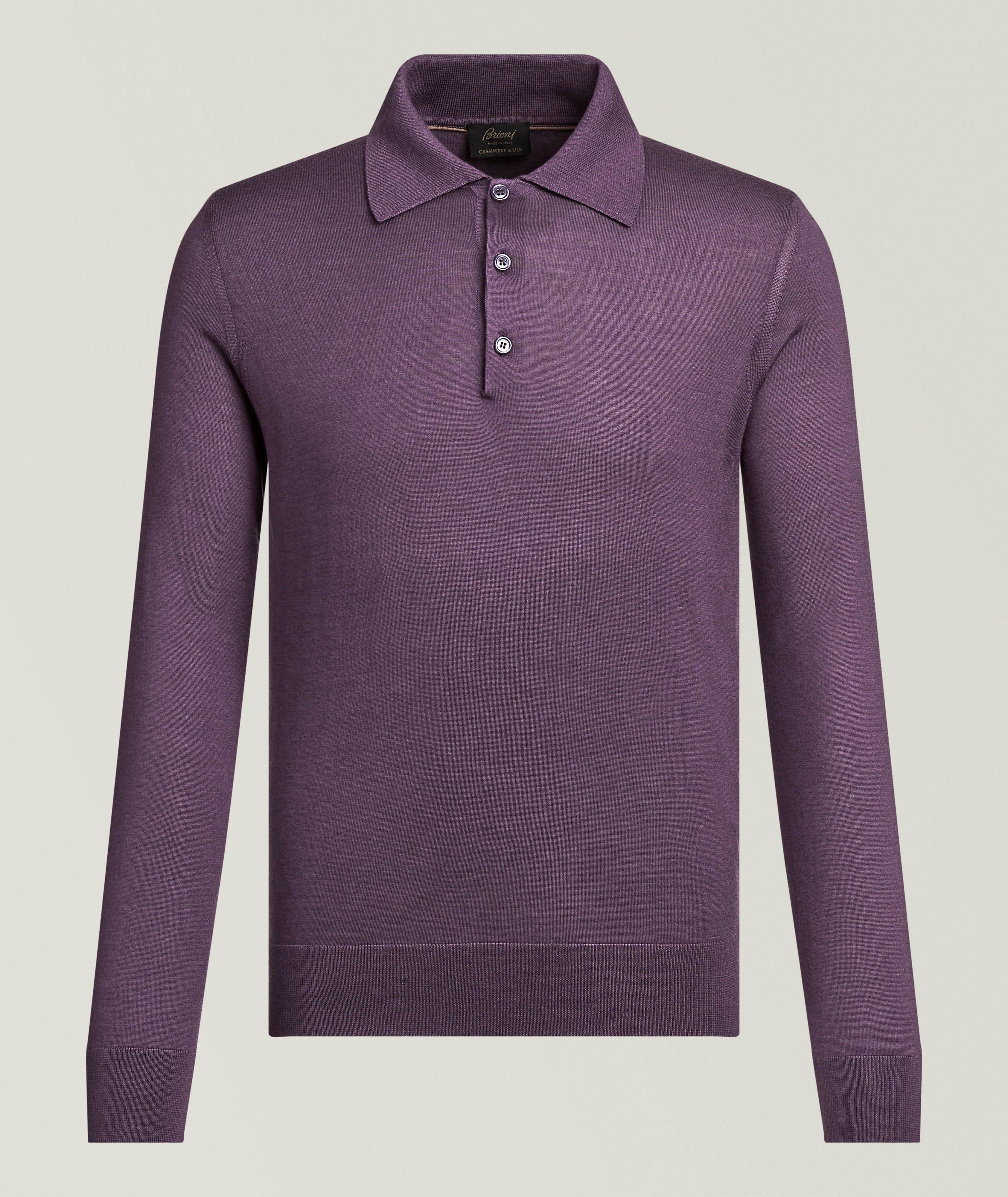 Brioni Cashmere-Silk Knit Polo Sweater