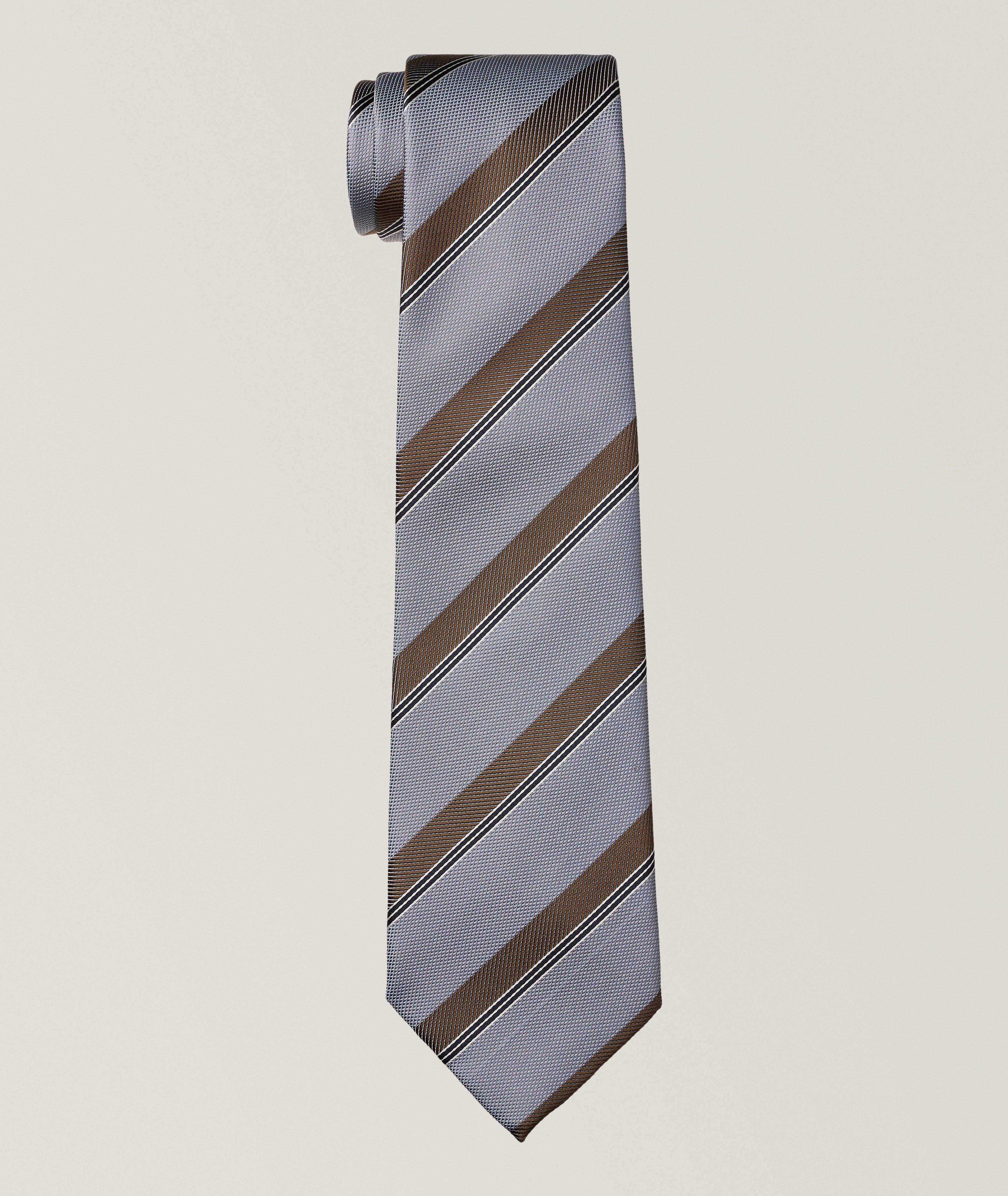 Brioni Cravate en soie rayée diagonale