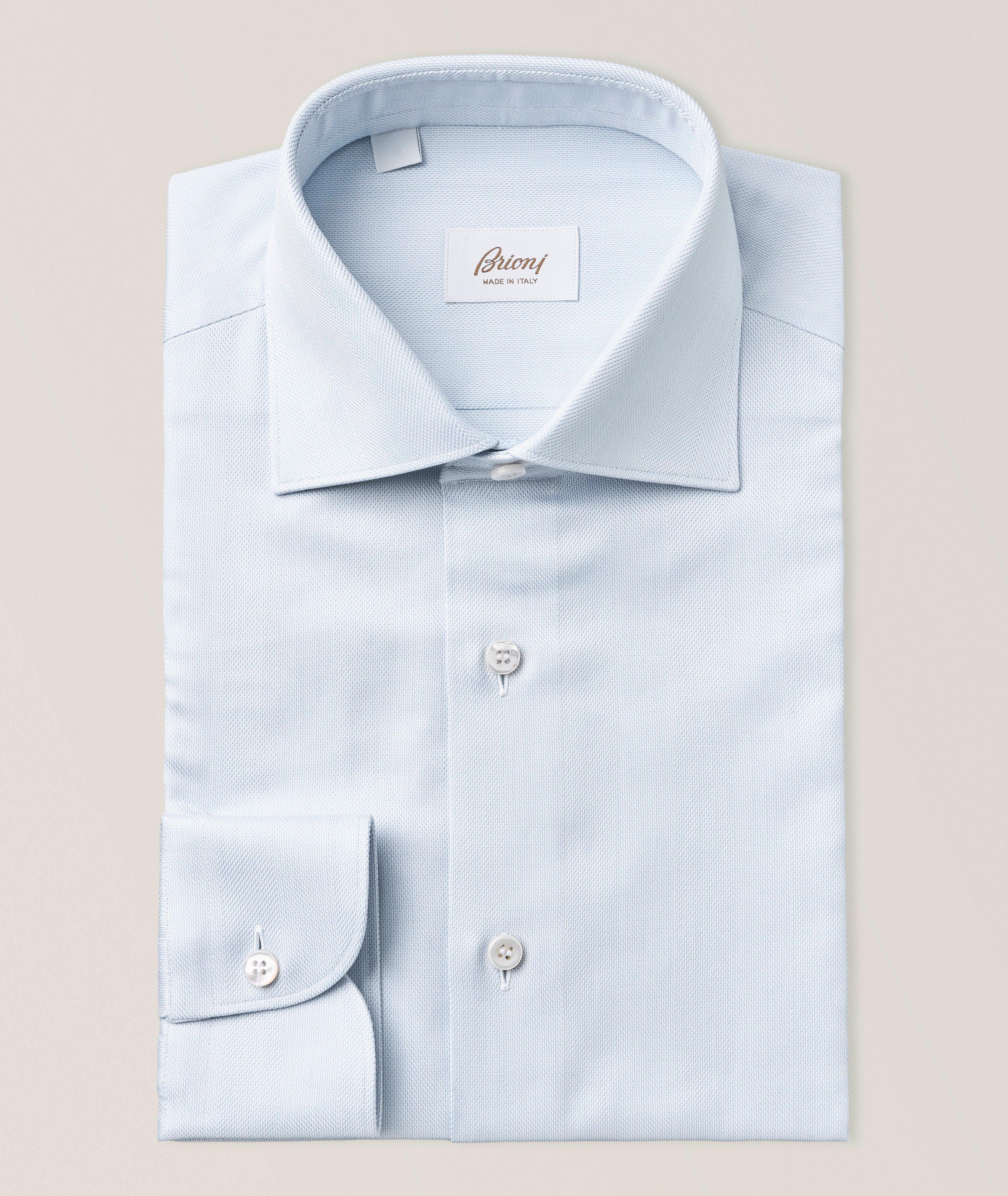 Brioni William Herringbone Cotton Dress Shirt 