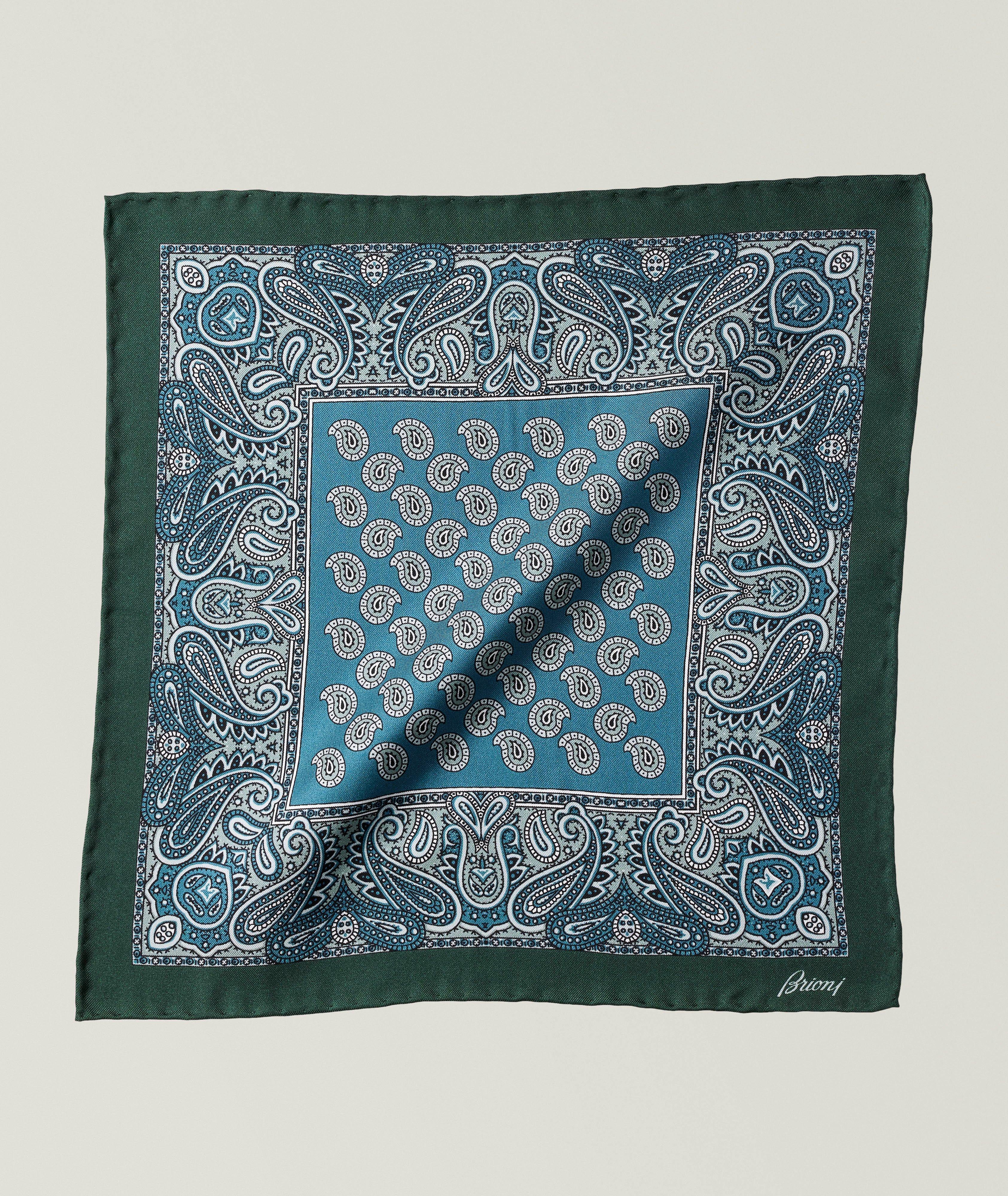 Brioni Mouchoir de poche en soie paisley