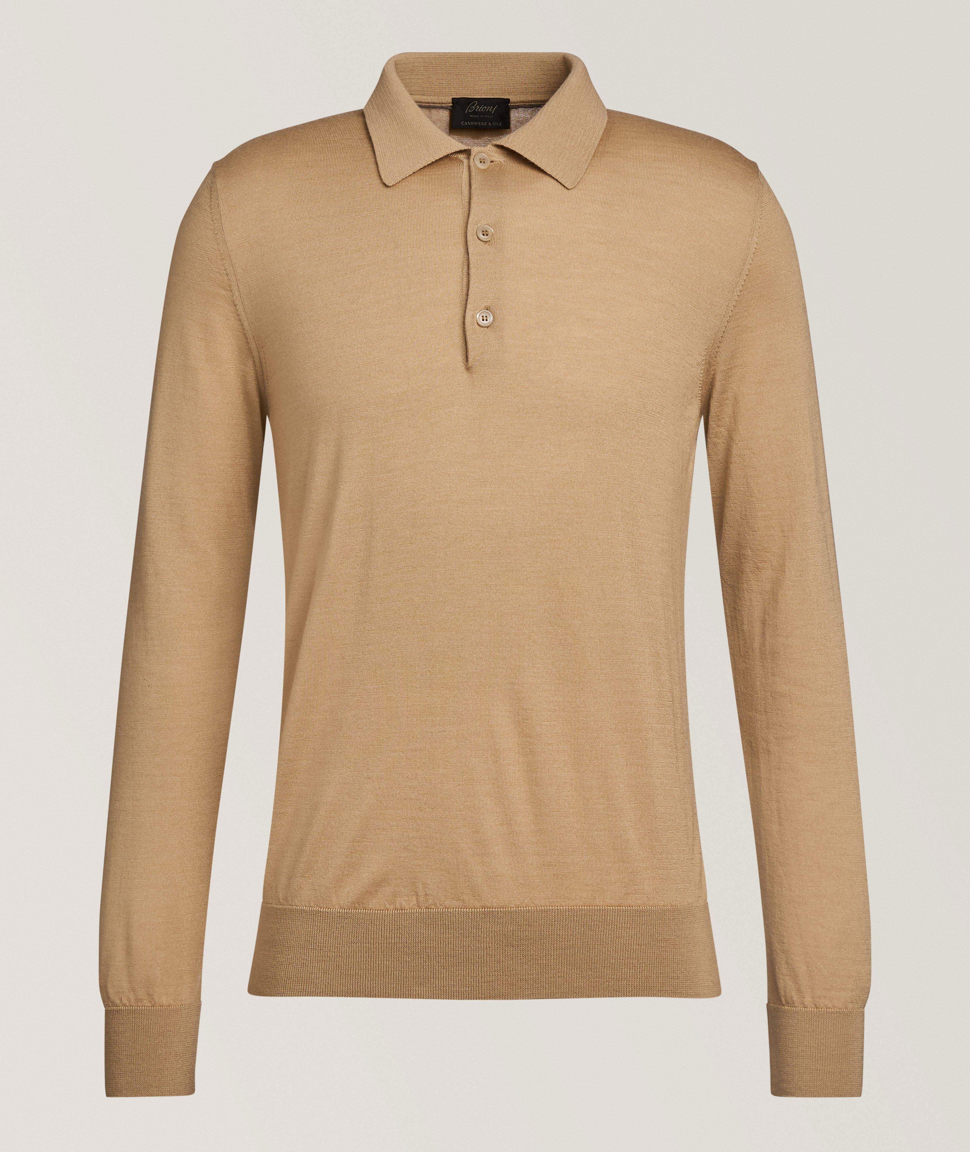 Brioni Cashmere-Silk Knit Polo Sweater