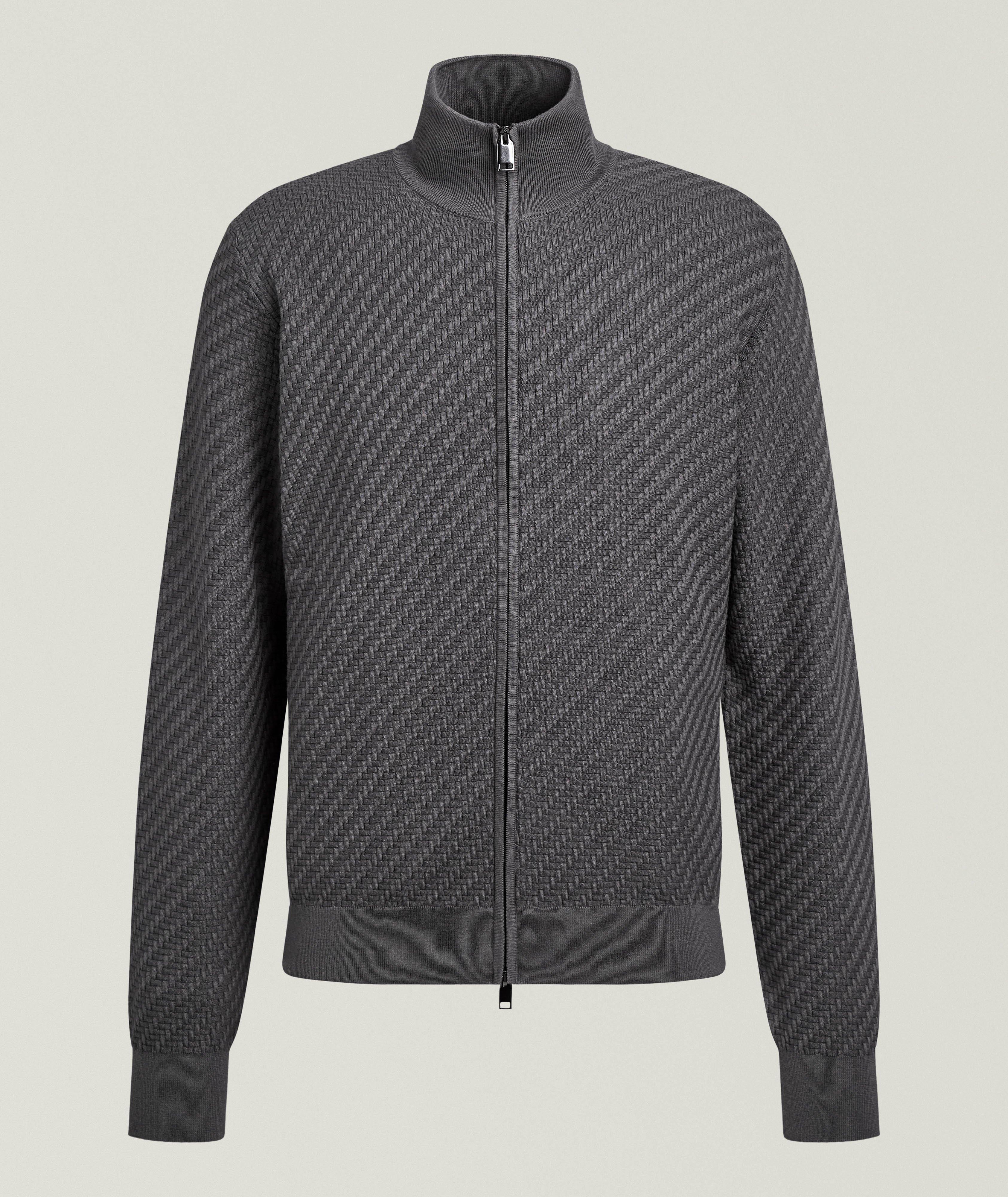 Brioni Trama Weave Full-Zip Cardigan