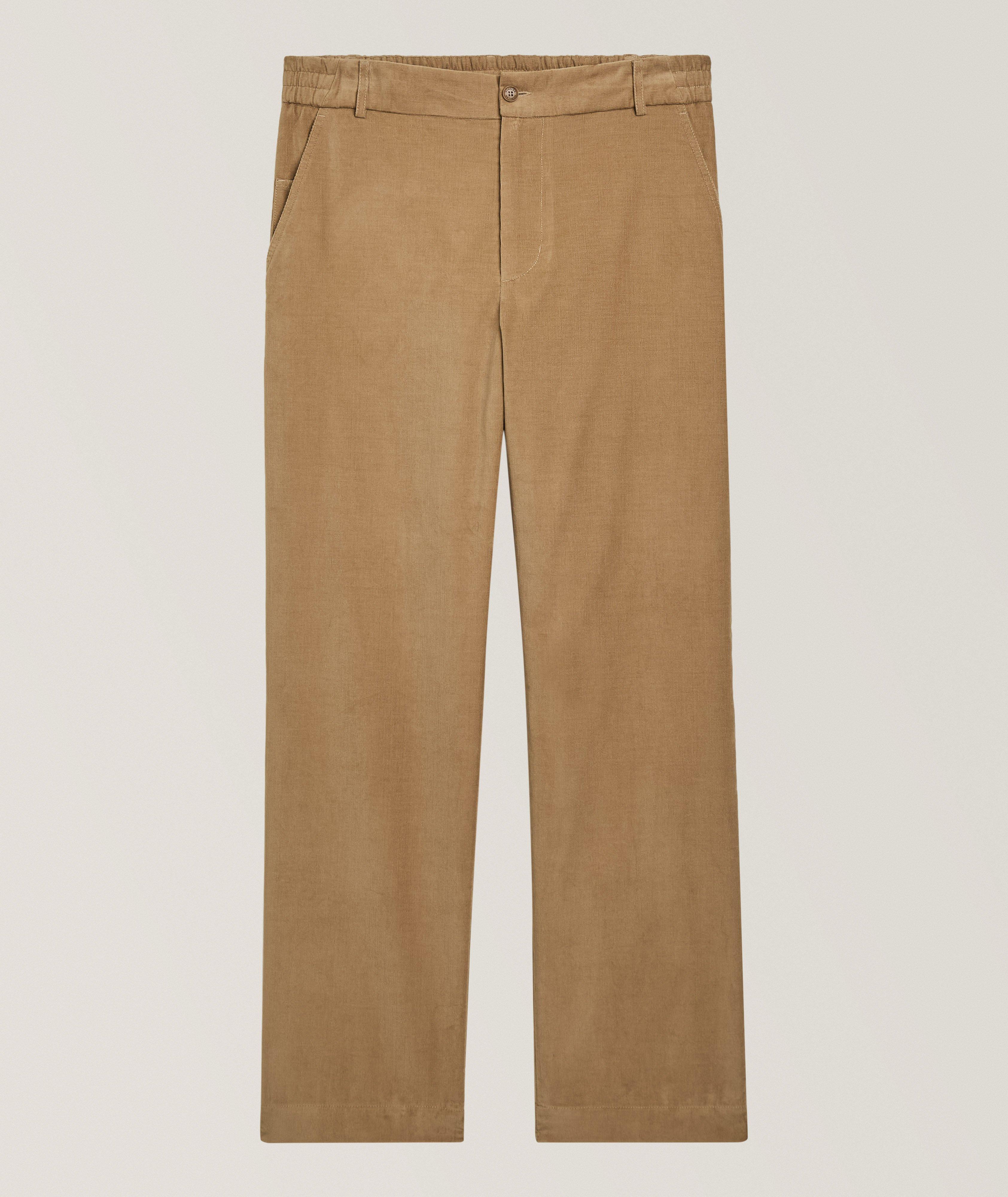 Moncler Pantalon devant uni velours côtelé coton