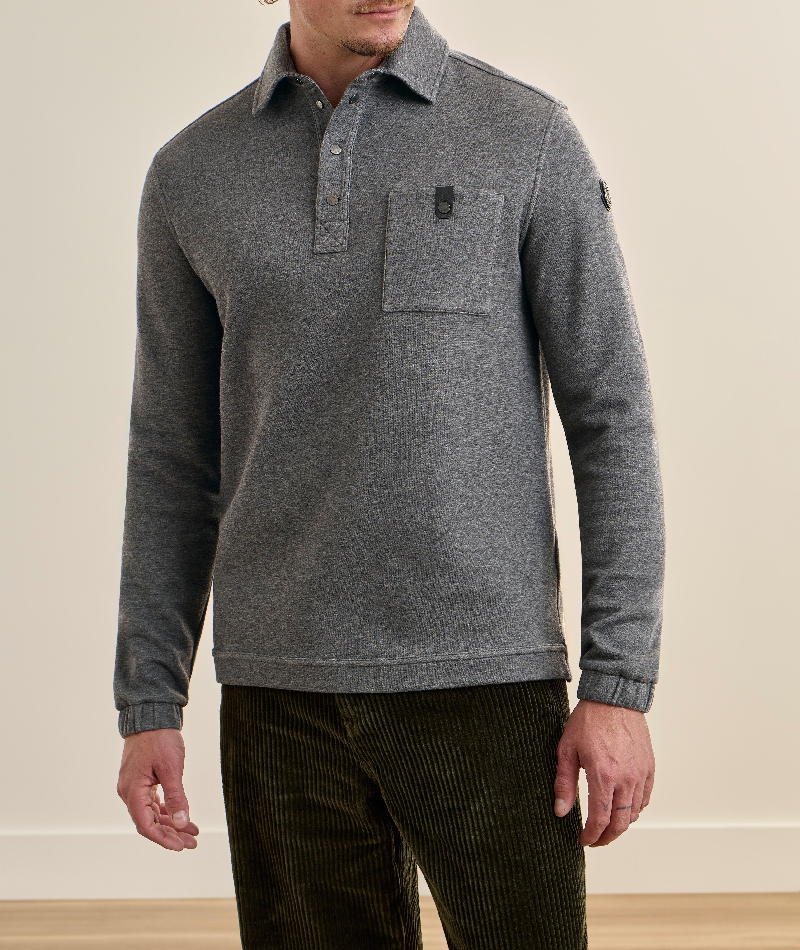 MNCLR LS GRY SNAP BTN POLO image 1