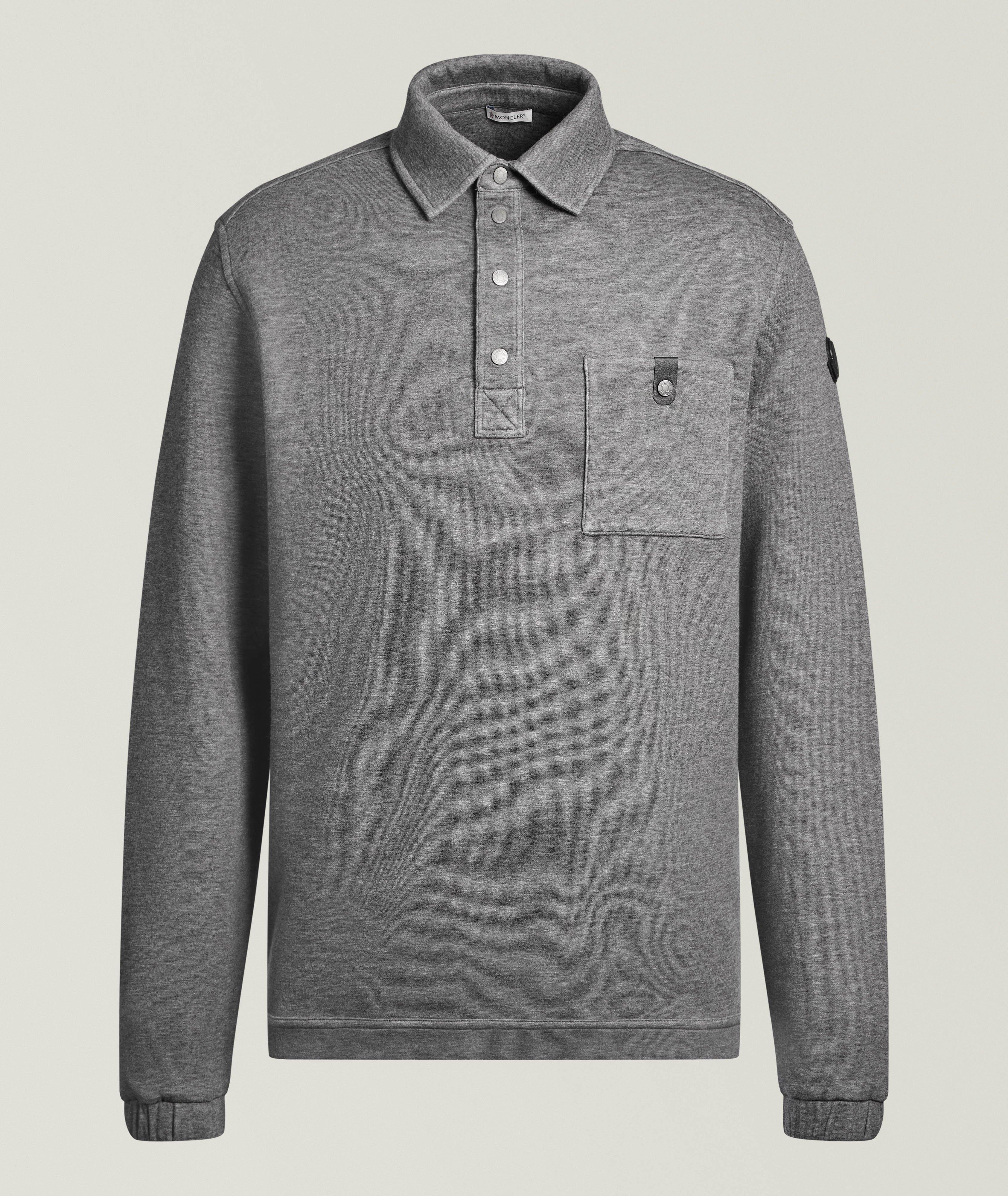 MNCLR LS GRY SNAP BTN POLO image 0