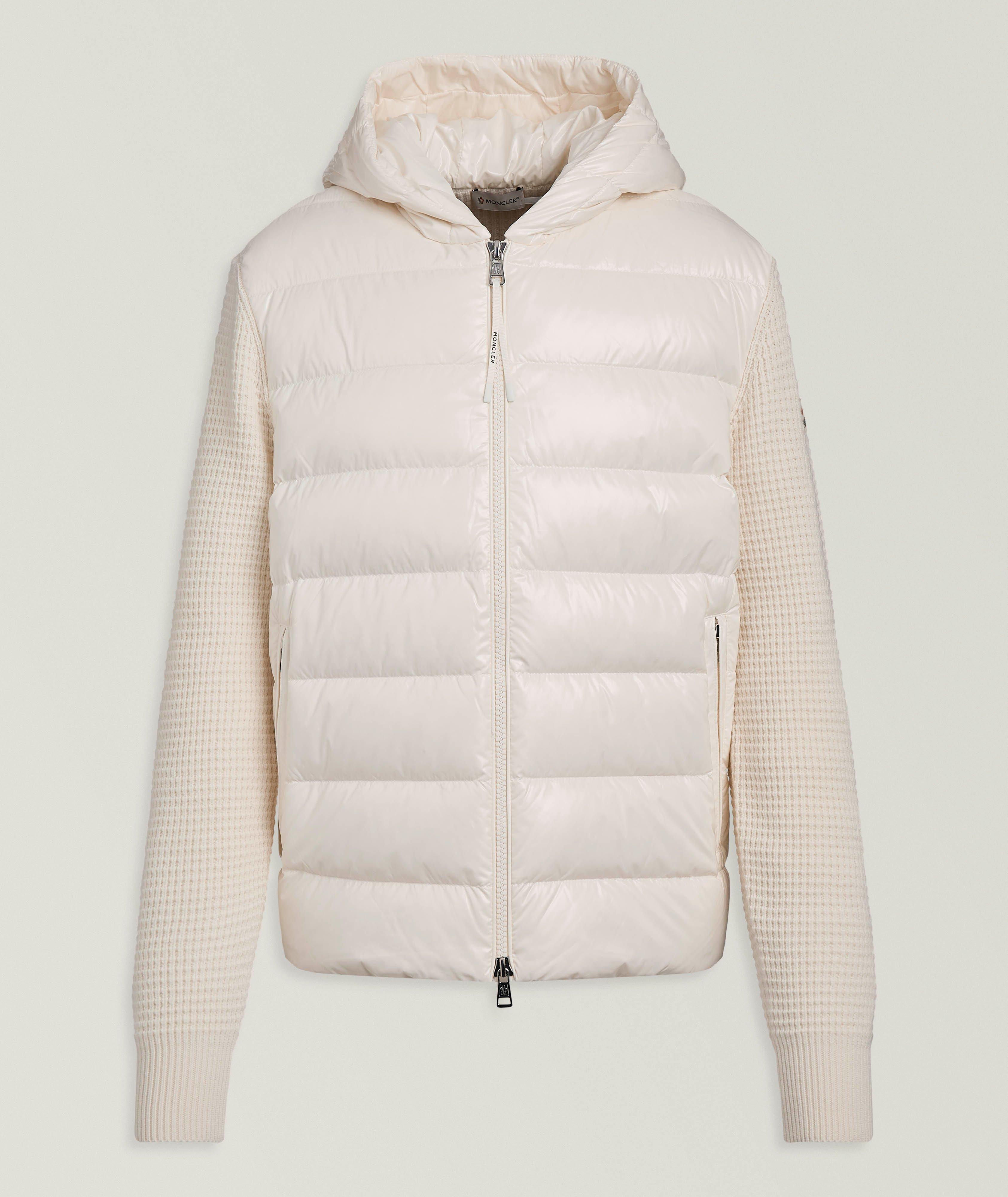 Moncler Waffle-Knit Hybrid Sweater Jacket 