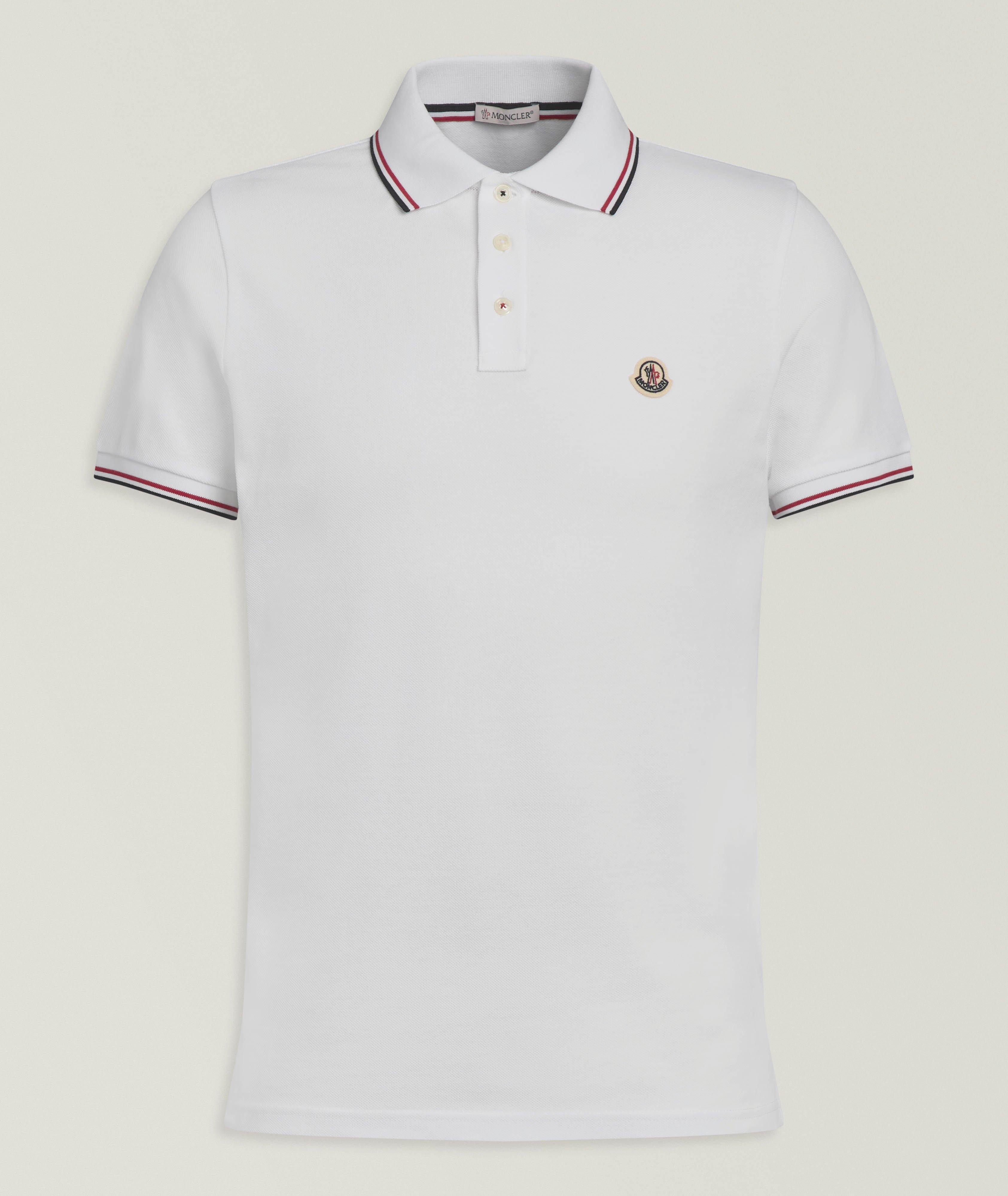 Moncler Stripe-Trim Cotton Piqué Polo 