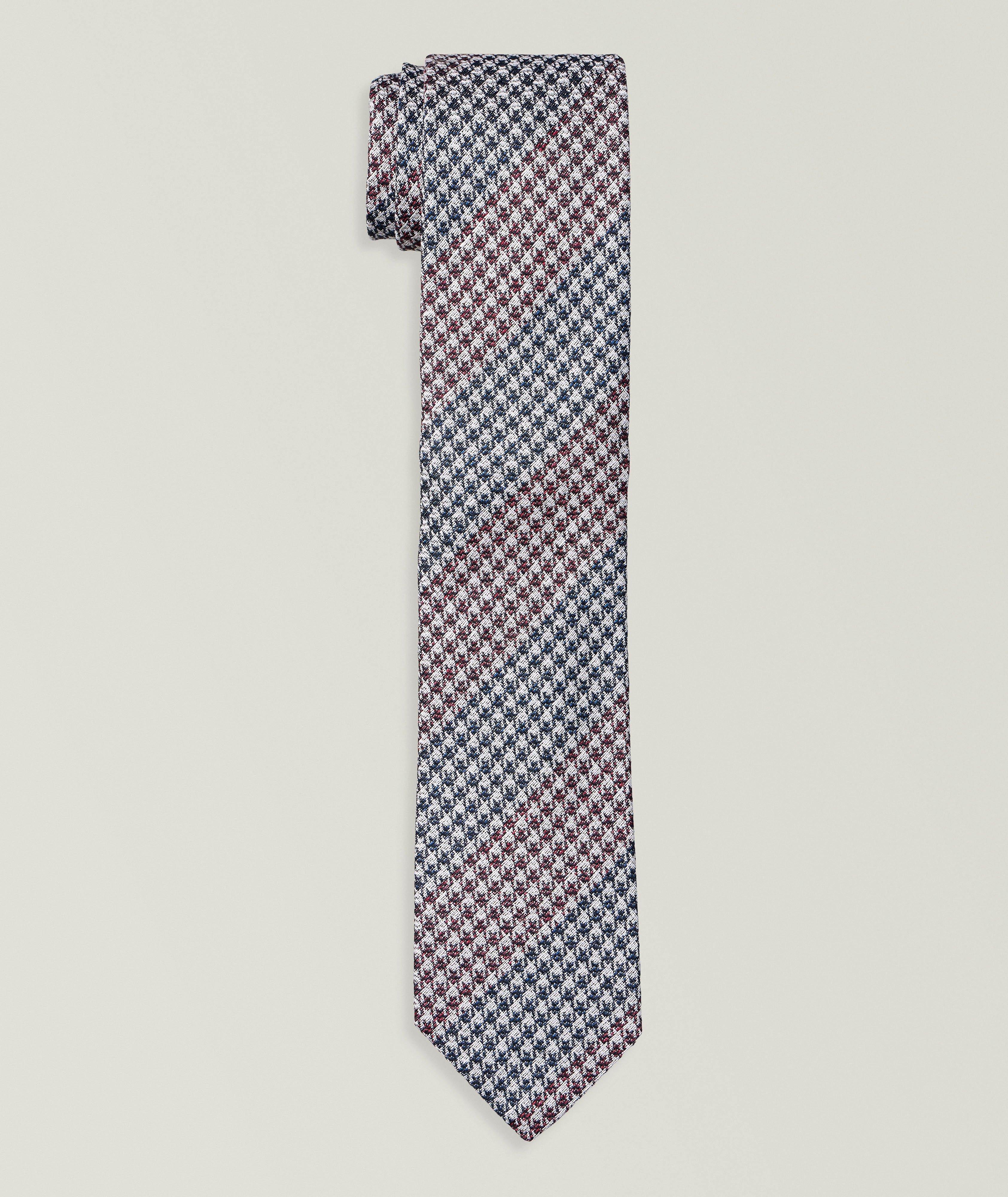 Dion Cravate en soie-mélange jacquard pied-de-poule
