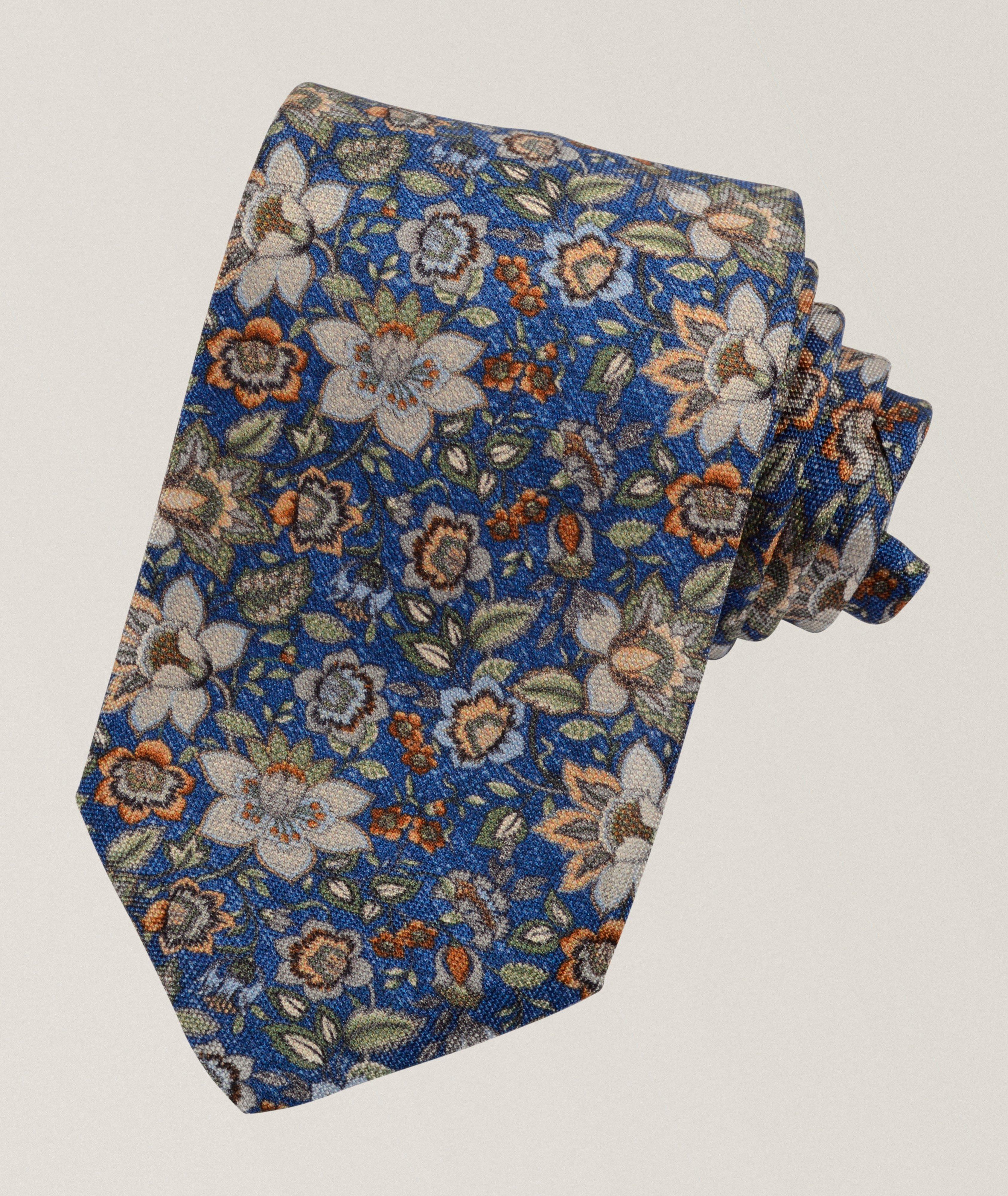 Dion Cravate en soie Panama floral verdoyant