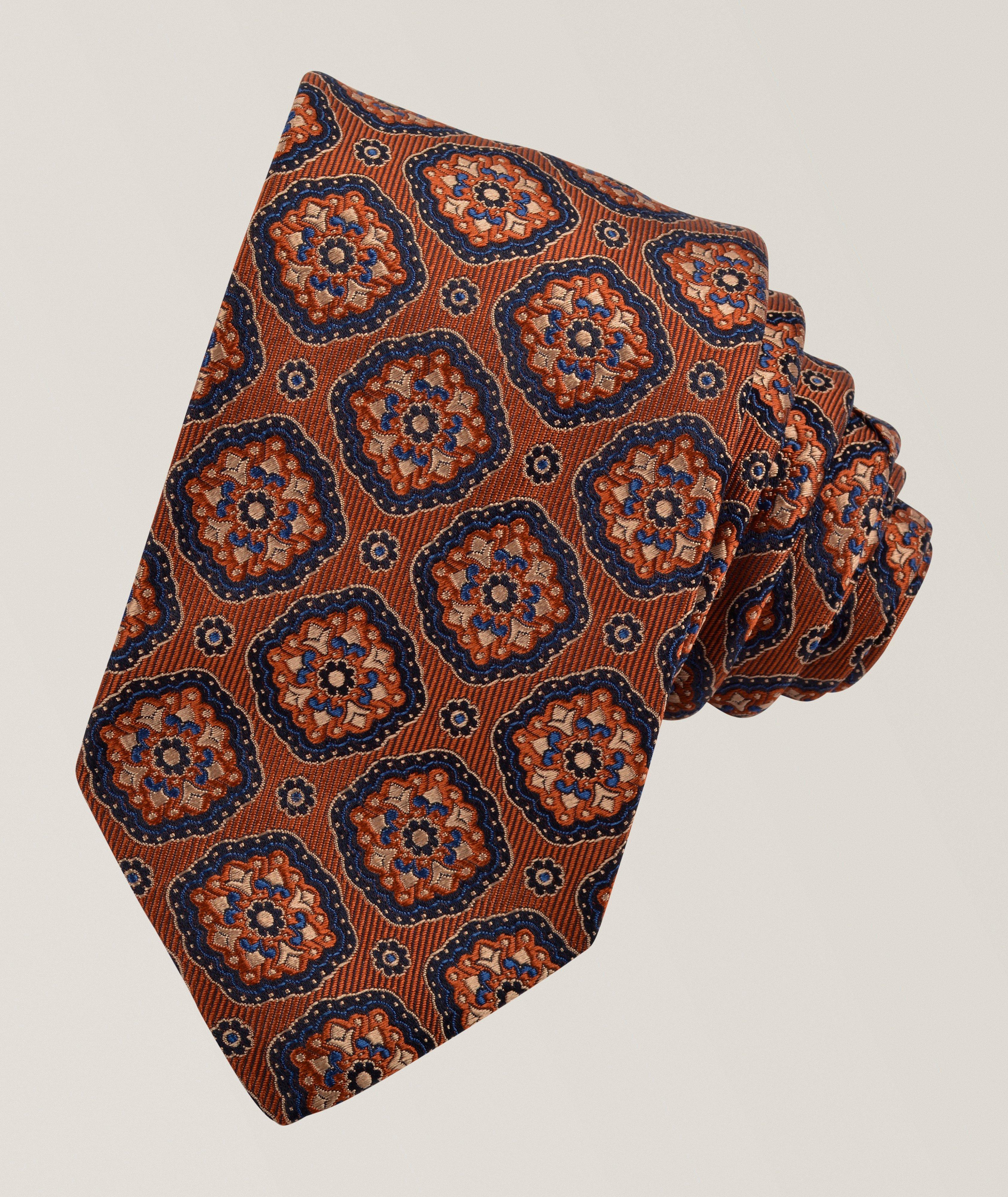 Dion Cravate en soie jacquard médaillon