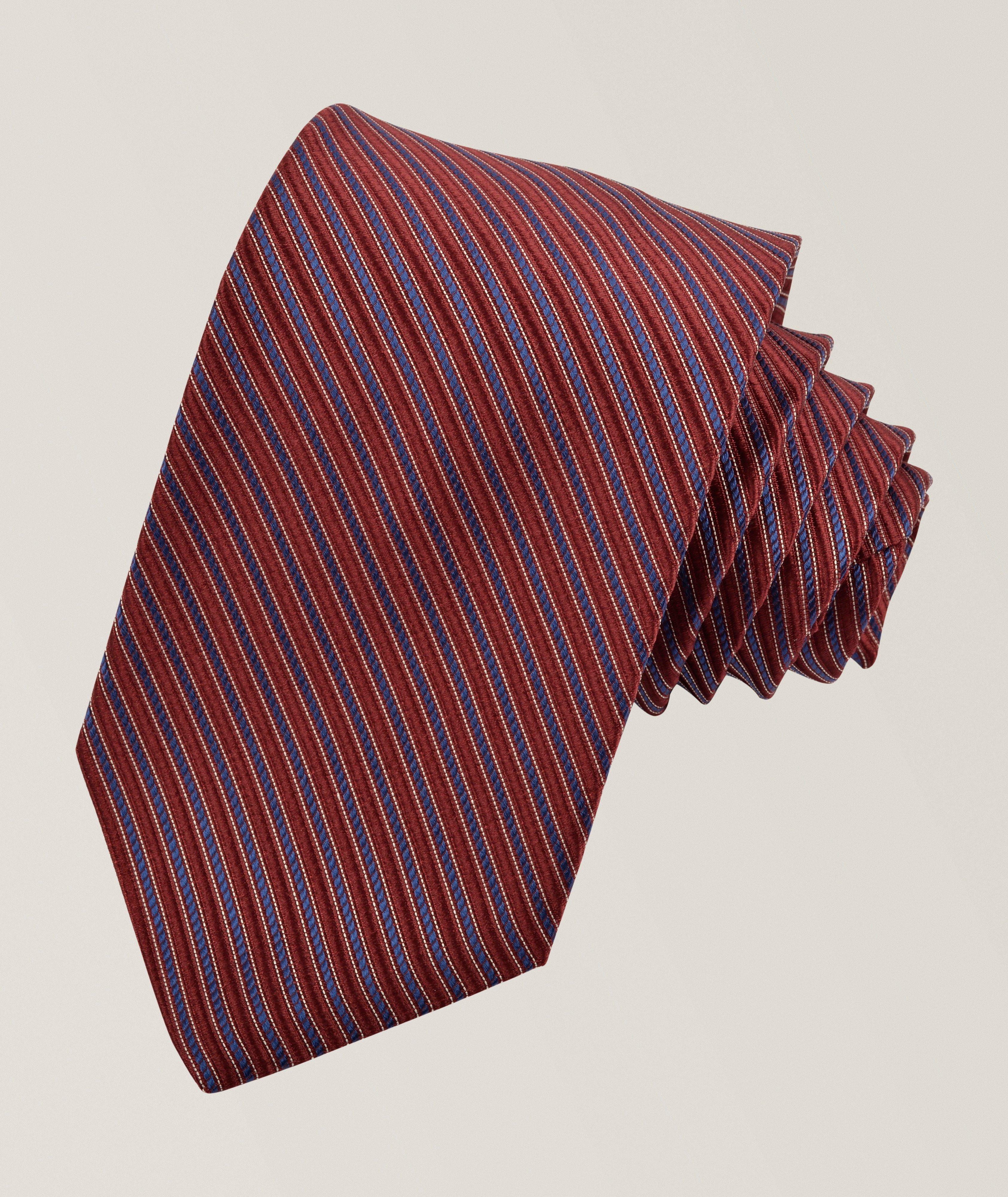 Dion Cravate en soie jacquard rayé fine