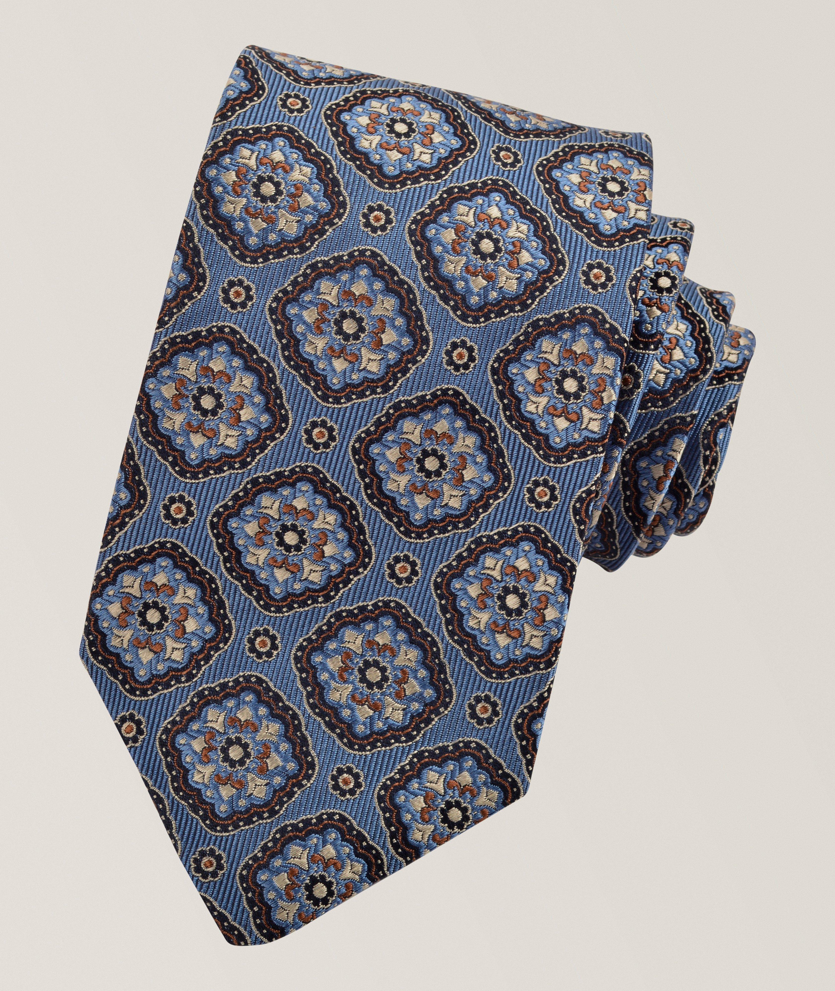 Dion Cravate en soie jacquard médaillon