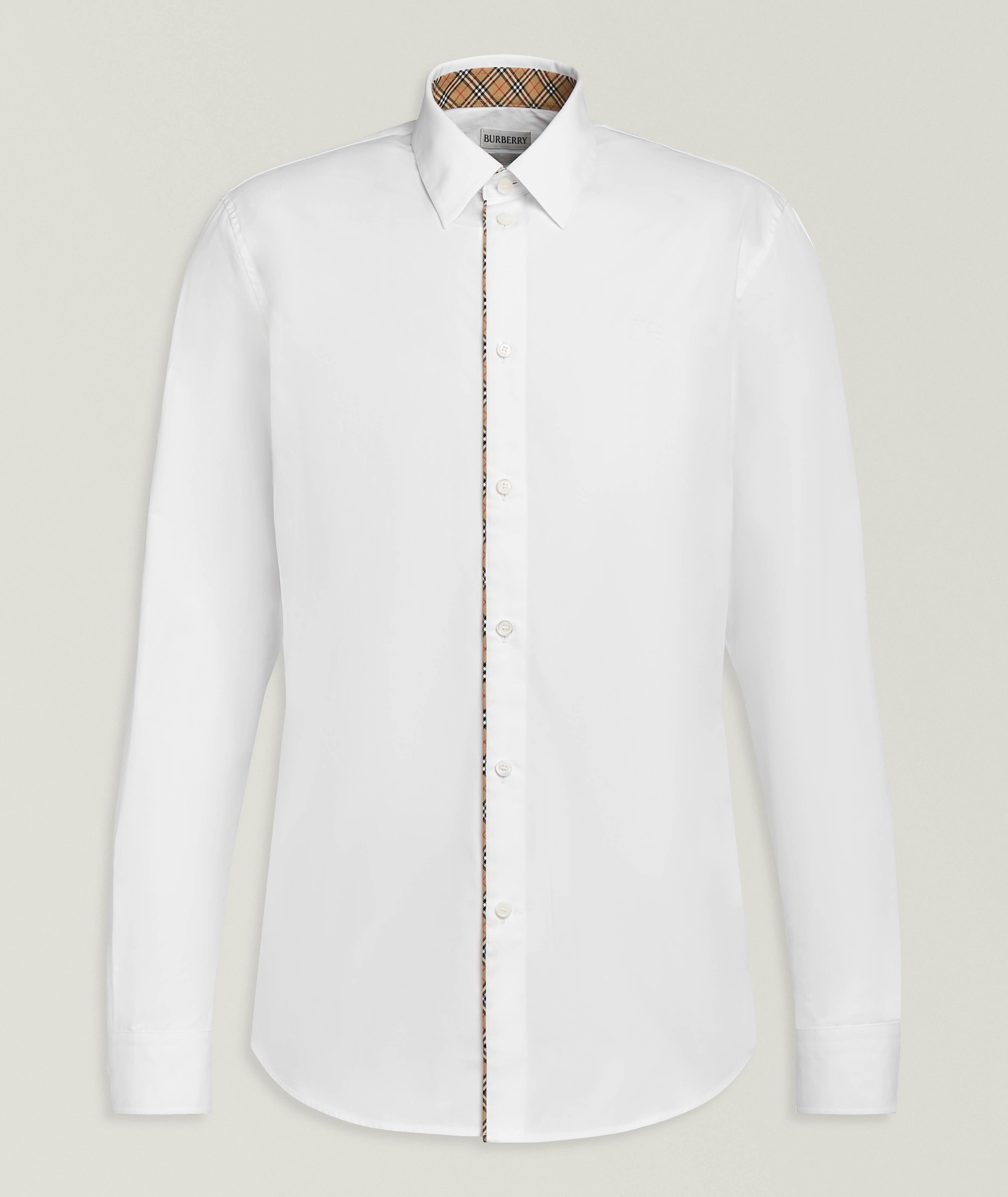 Burberry Sam Check Piping Cotton Poplin Shirt 