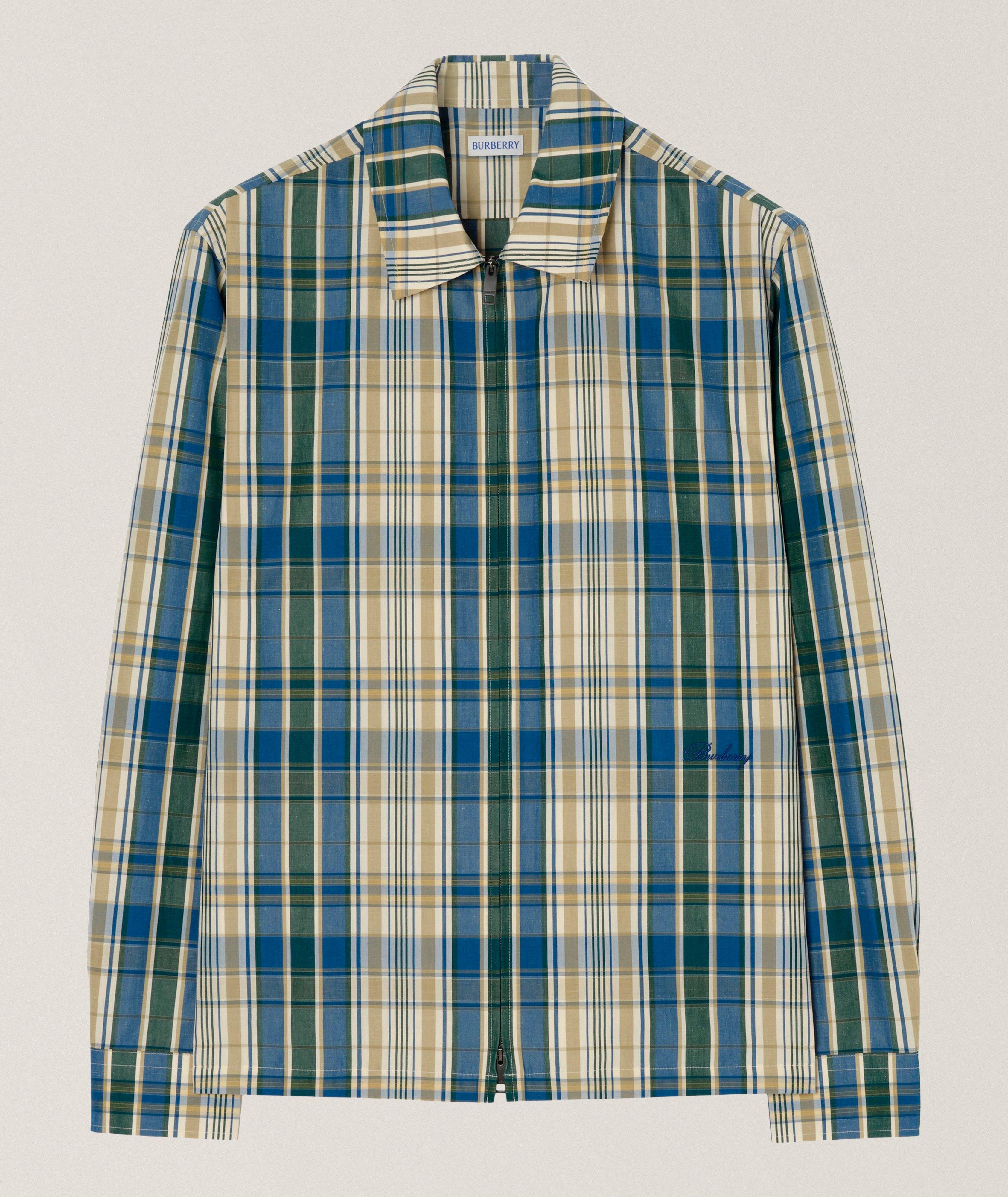 Burberry BURB BLU/GRN CHECK ZIP OVRSHRT