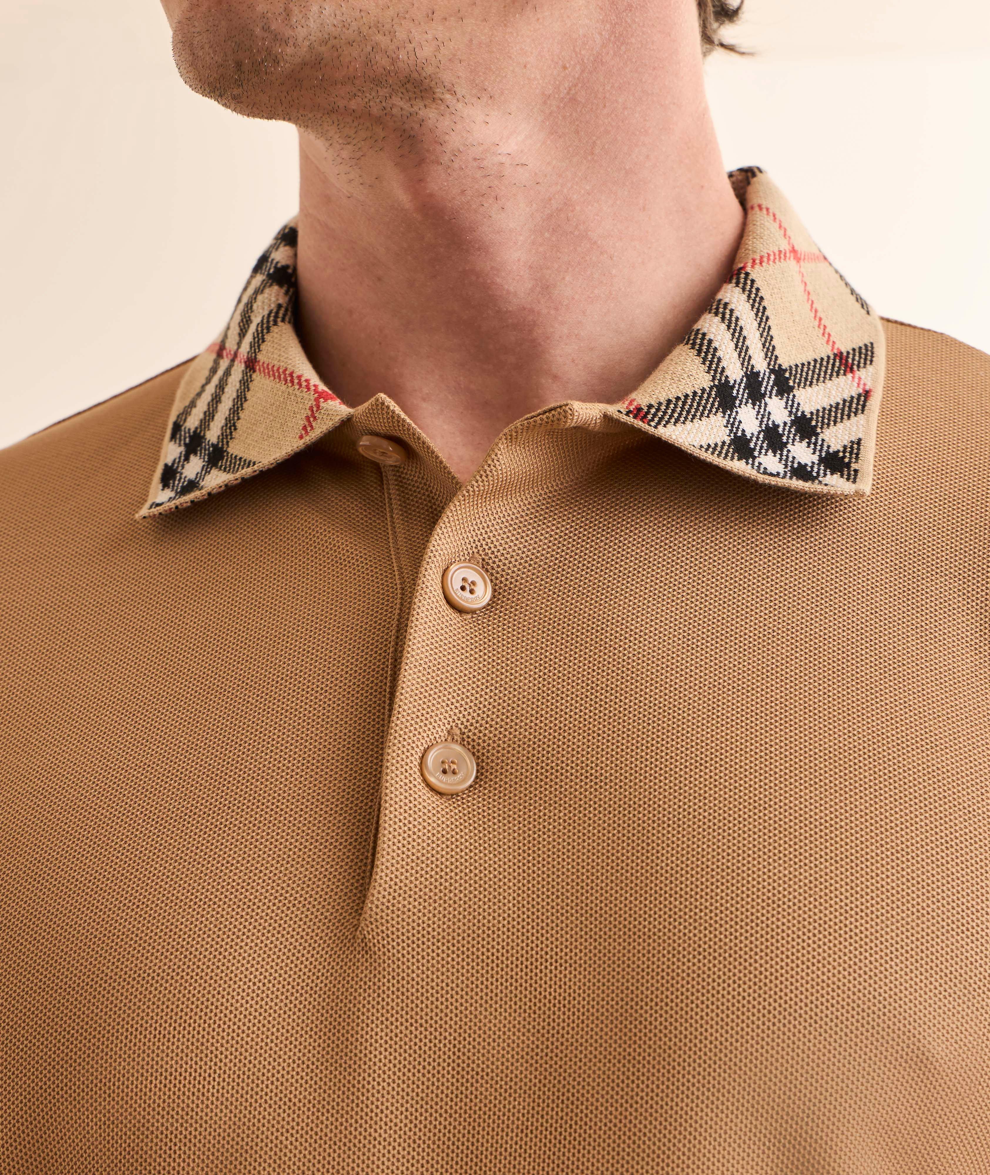Evan Check-Collar Cotton Polo Shirt image 3