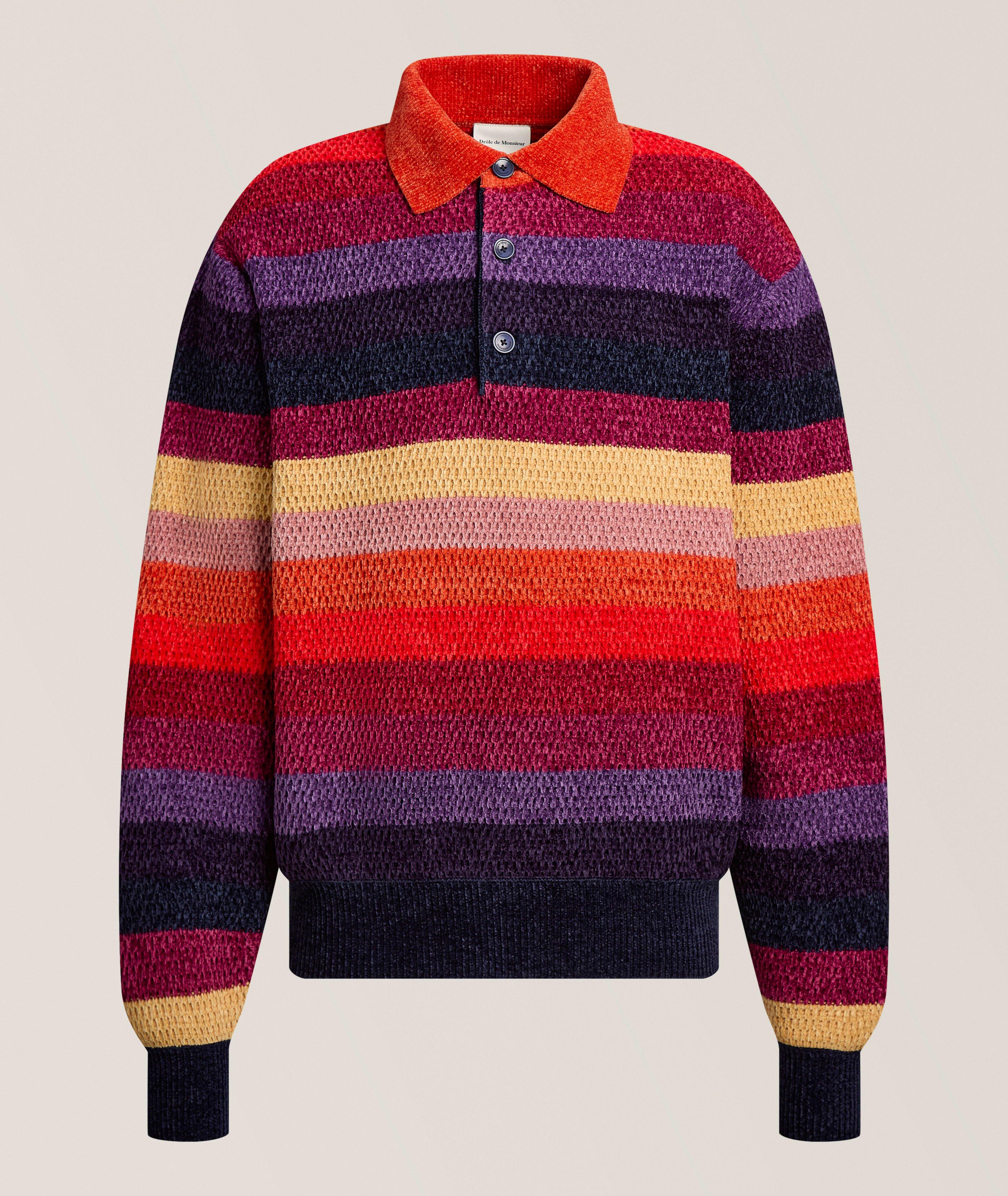 Drôle de Monsieur Striped Chenille Polo 