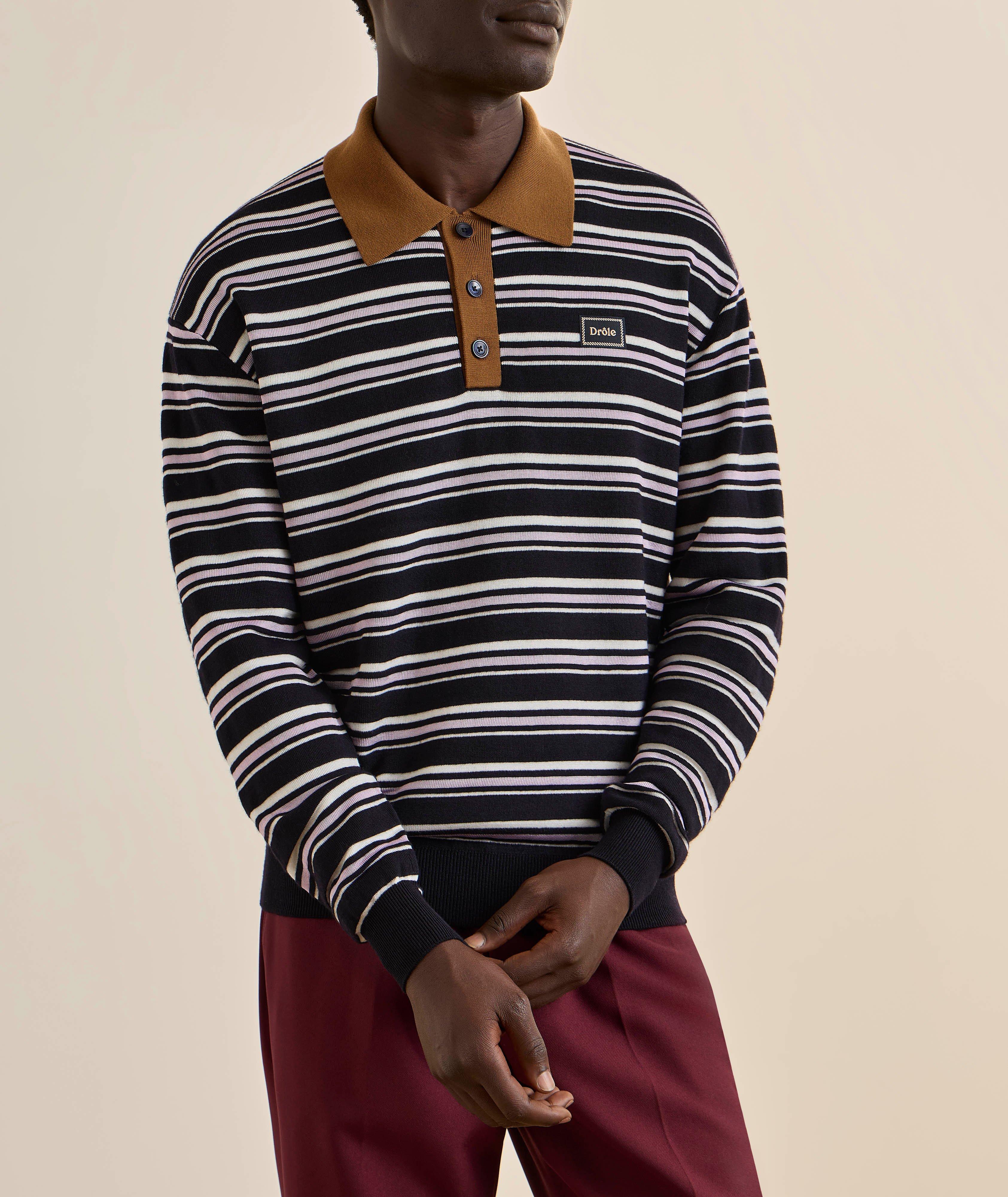 Polo laine-mélange rayé image 1