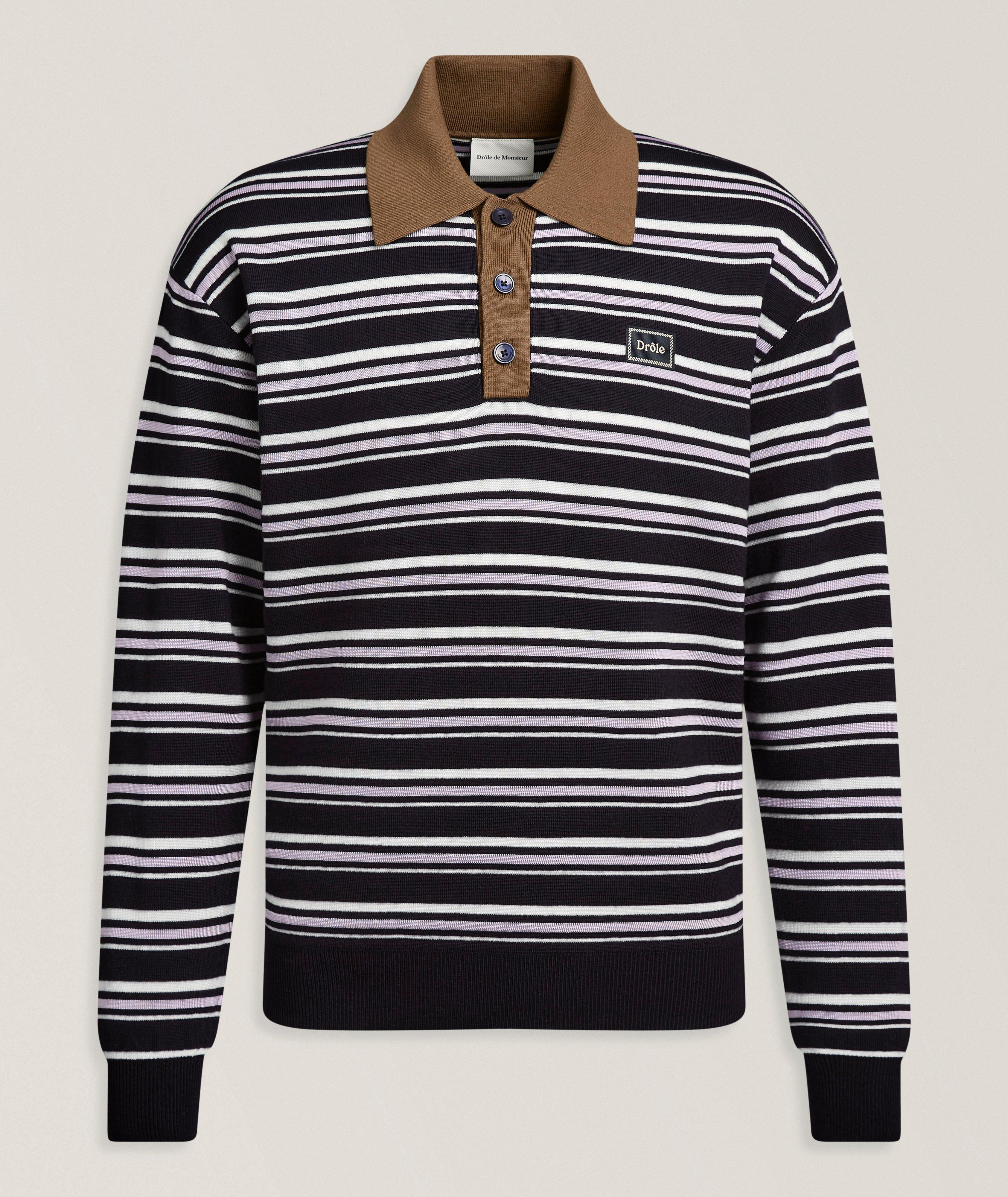Polo laine-mélange rayé image 0