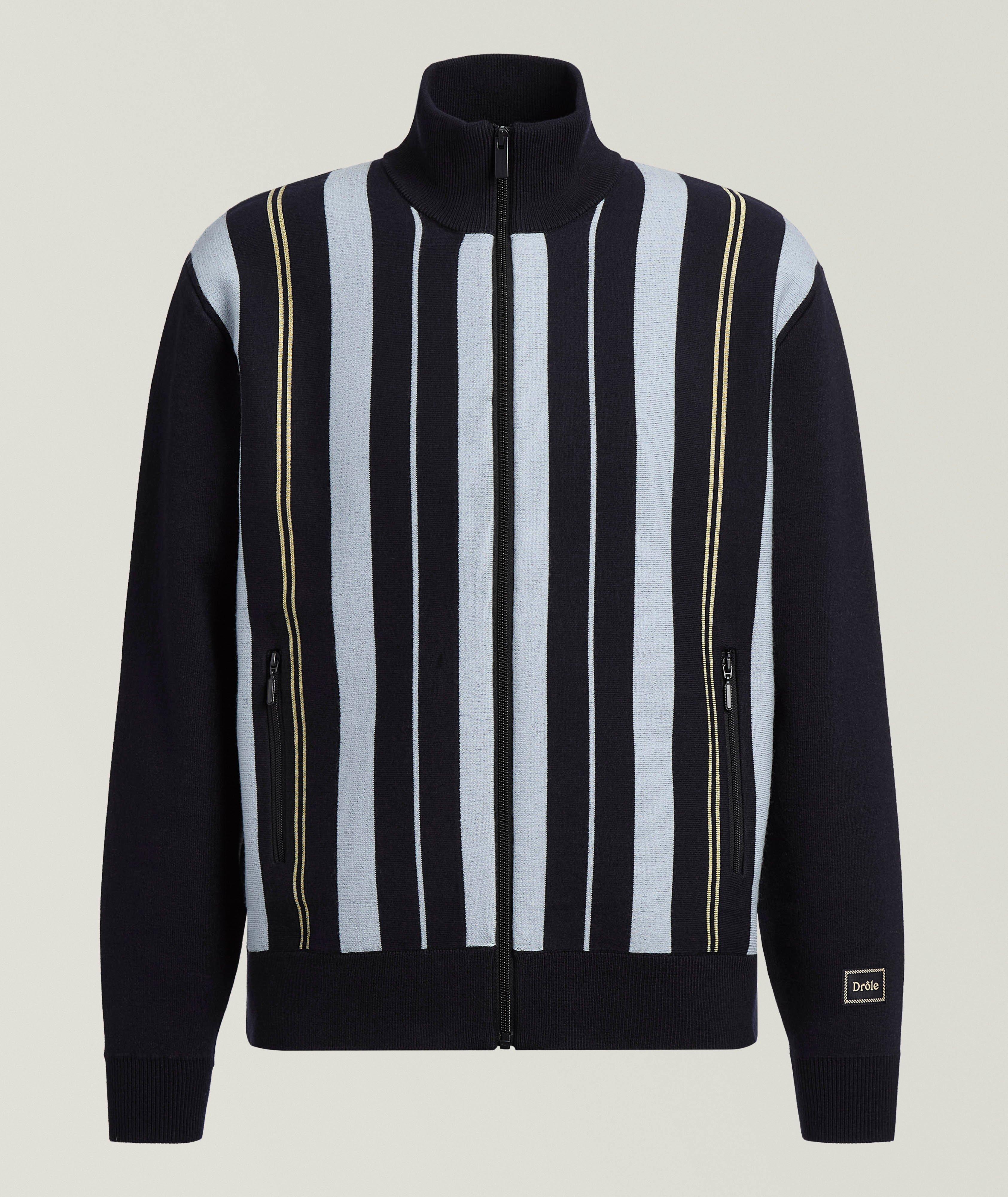 Drôle de Monsieur Cardigan zippé laine-mélange rayé
