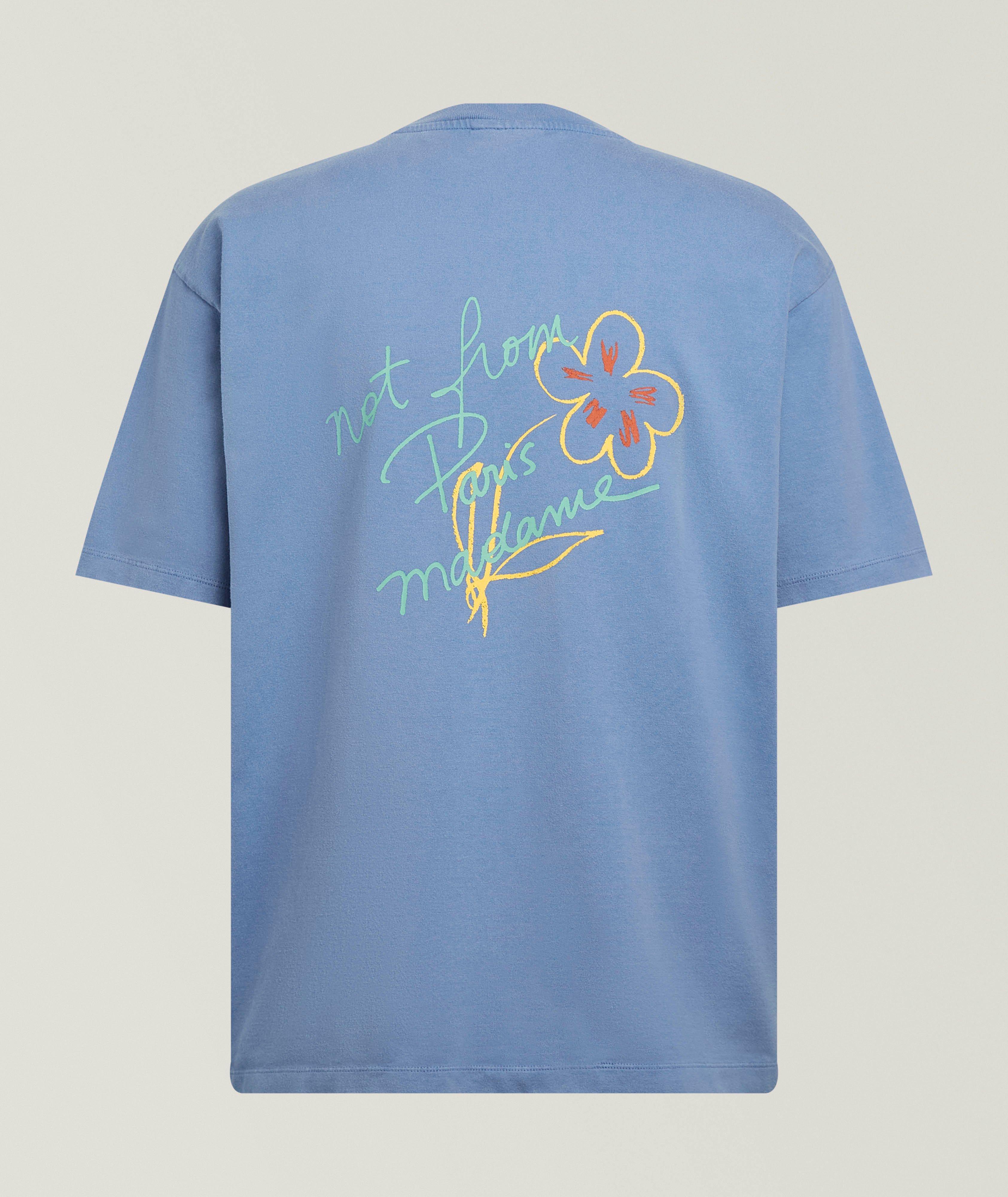 Slogan Floral Sketch Cotton T-Shirt image 1