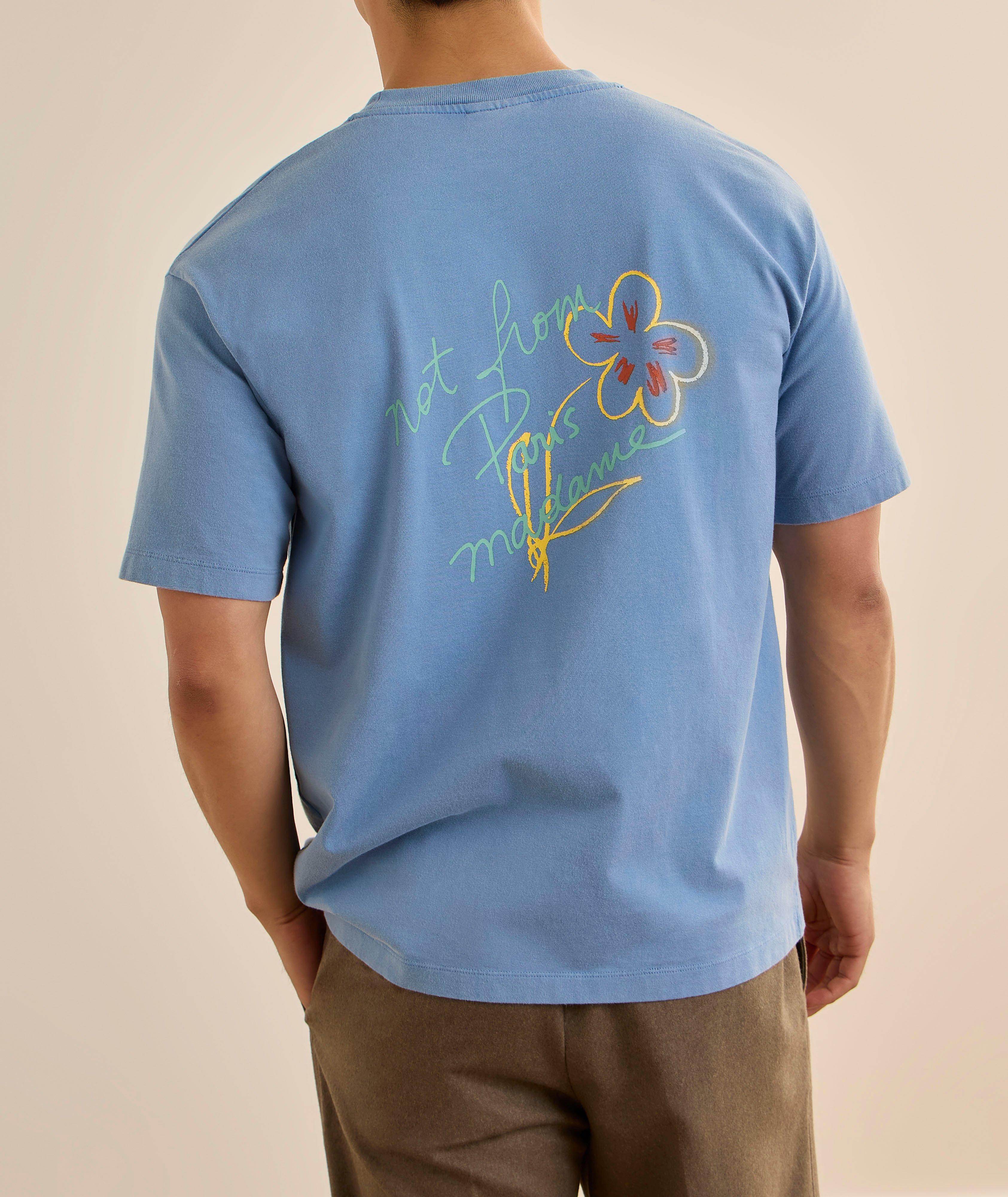 Slogan Floral Sketch Cotton T-Shirt image 3