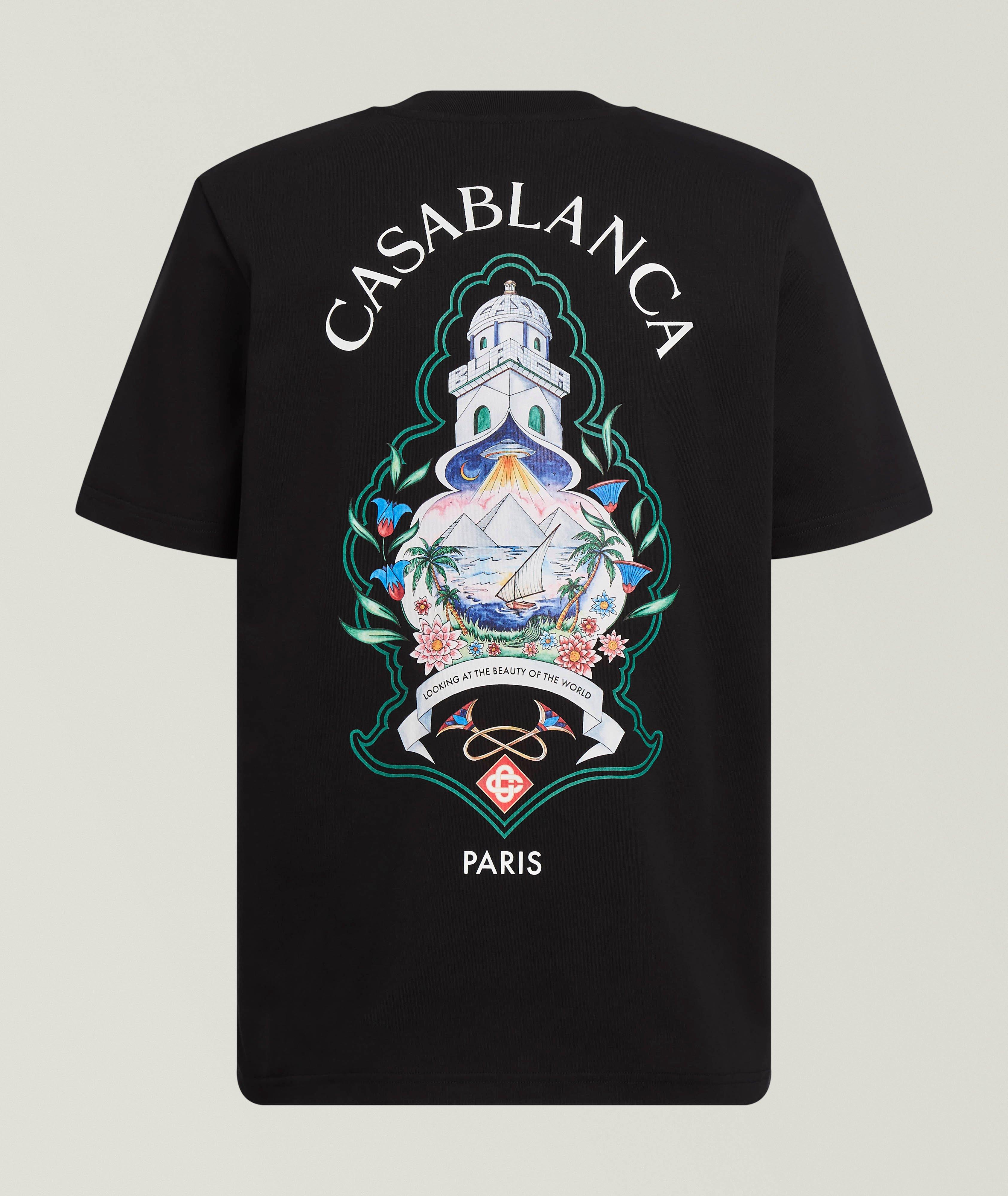 hussein chalayan チェッカーフラッグTシャツ イタリア製 46 Casablanca Hotel Emblem Organic Cotton T‑Shirt | T-Shirts | Harry
