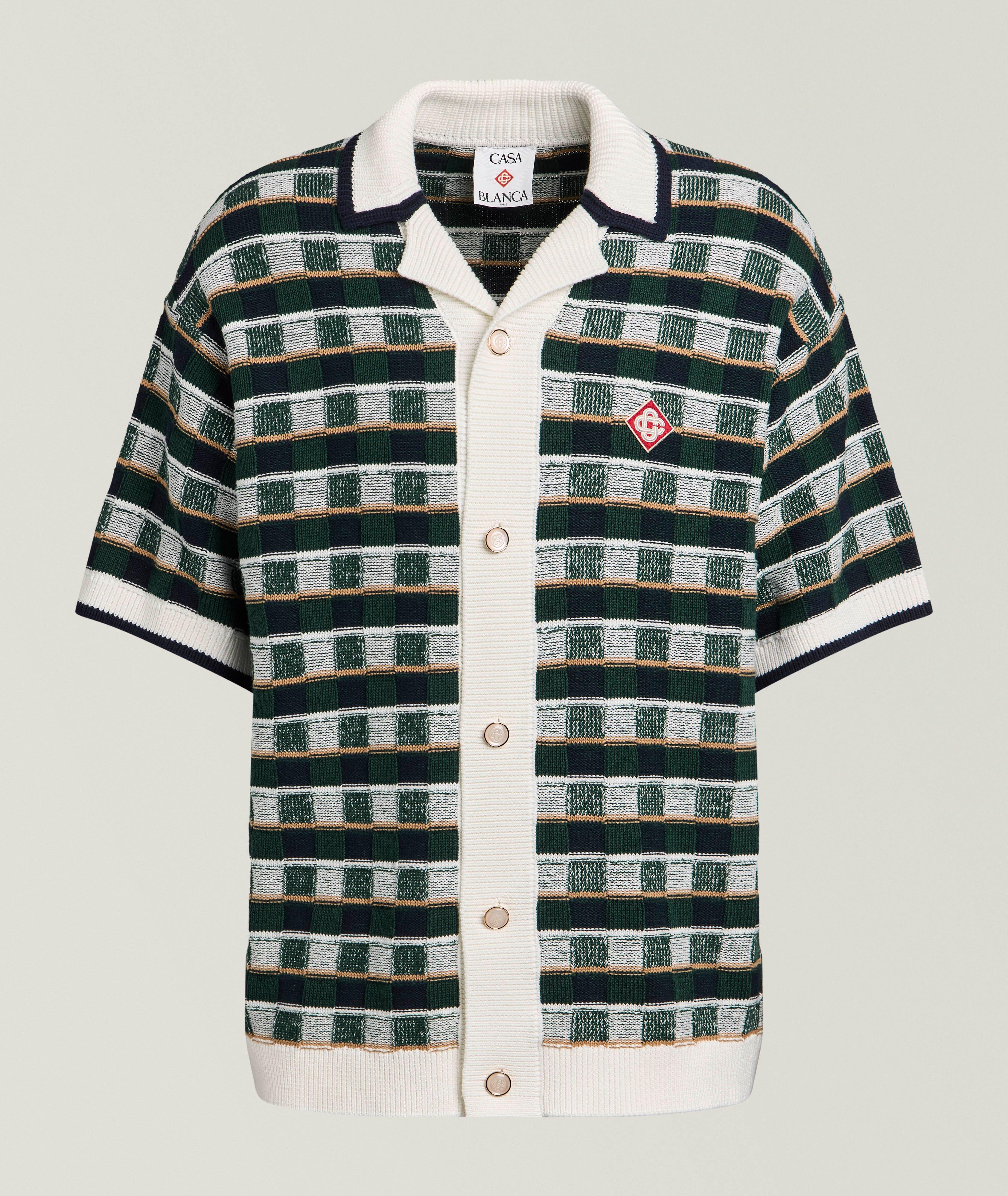 Casablanca Crochet Mosaic Knit Polo