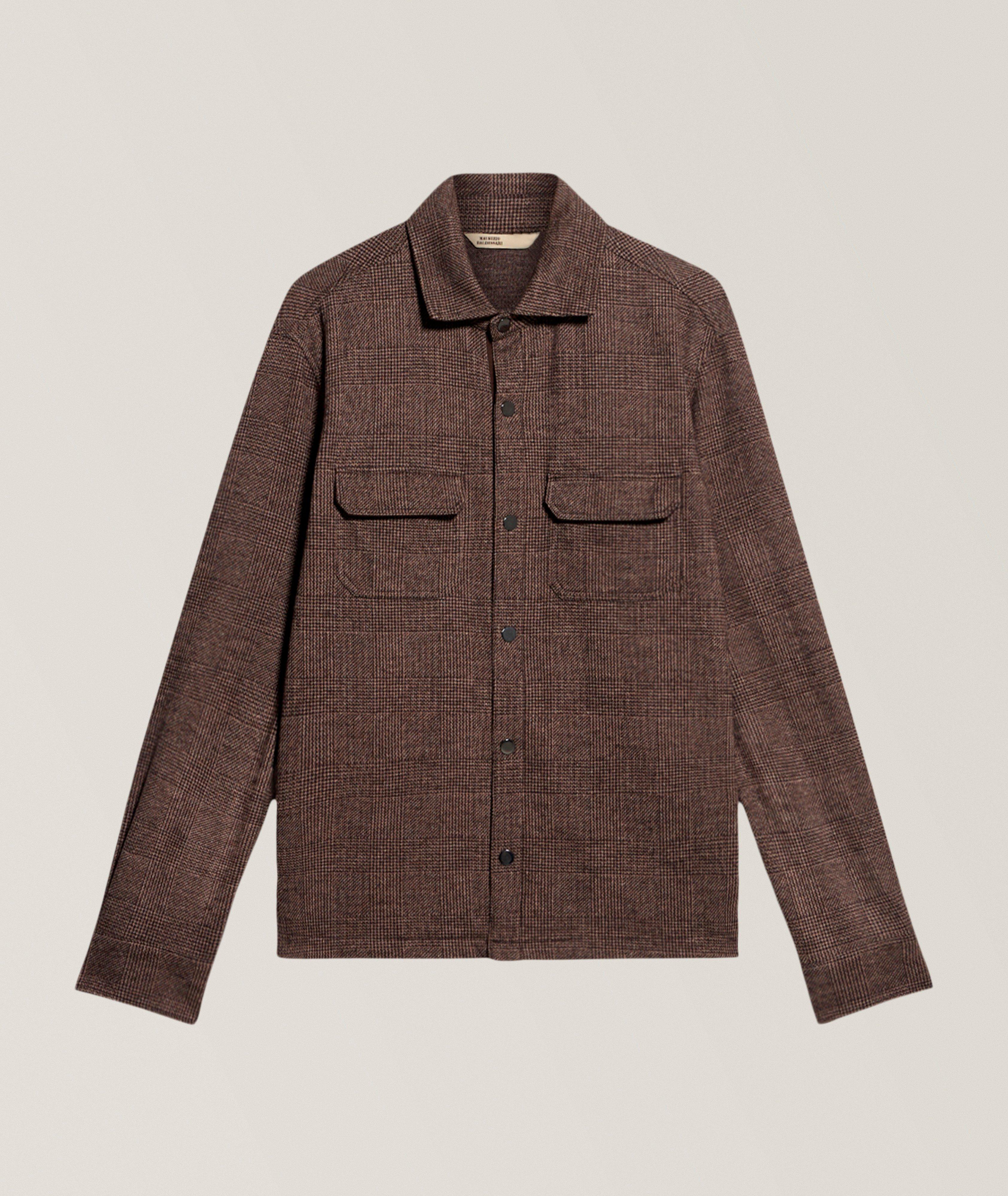 Maurizio Baldassari Glen Plaid Snap-Button Overshirt