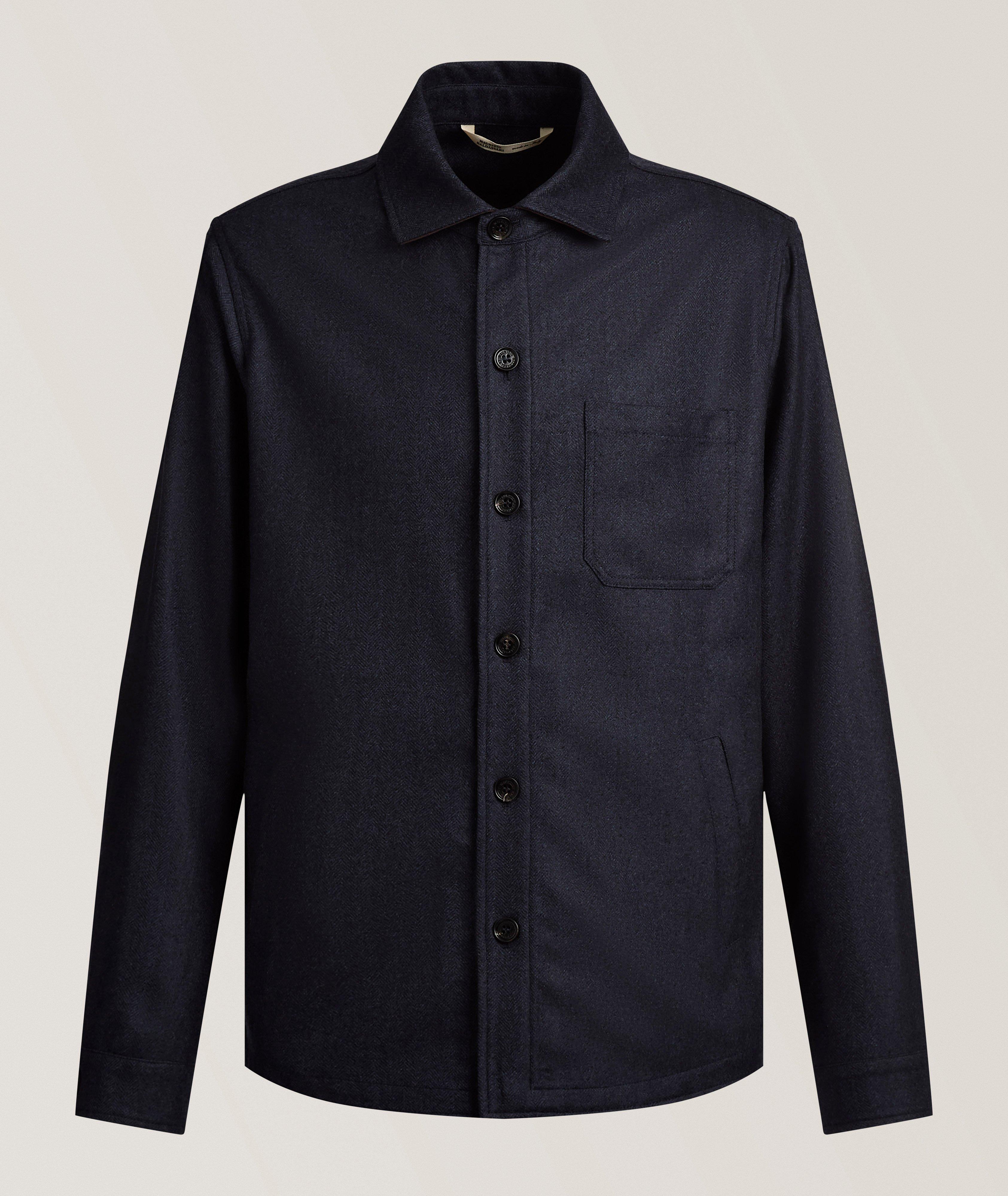 Maurizio Baldassari Herringbone Virgin Wool Overshirt