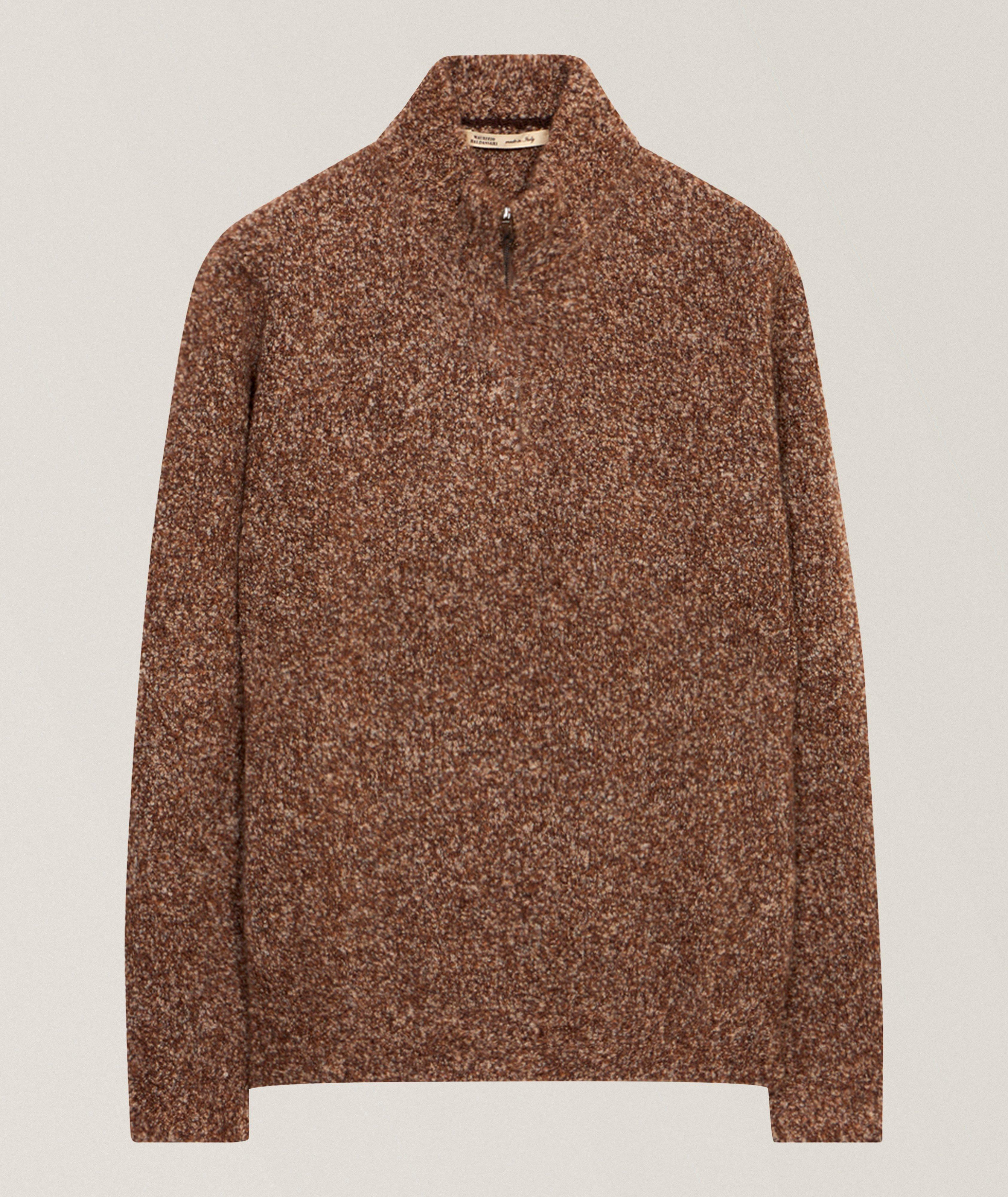 Maurizio Baldassari Cashmere-Silk Bouclé Quarter-Zip Sweater