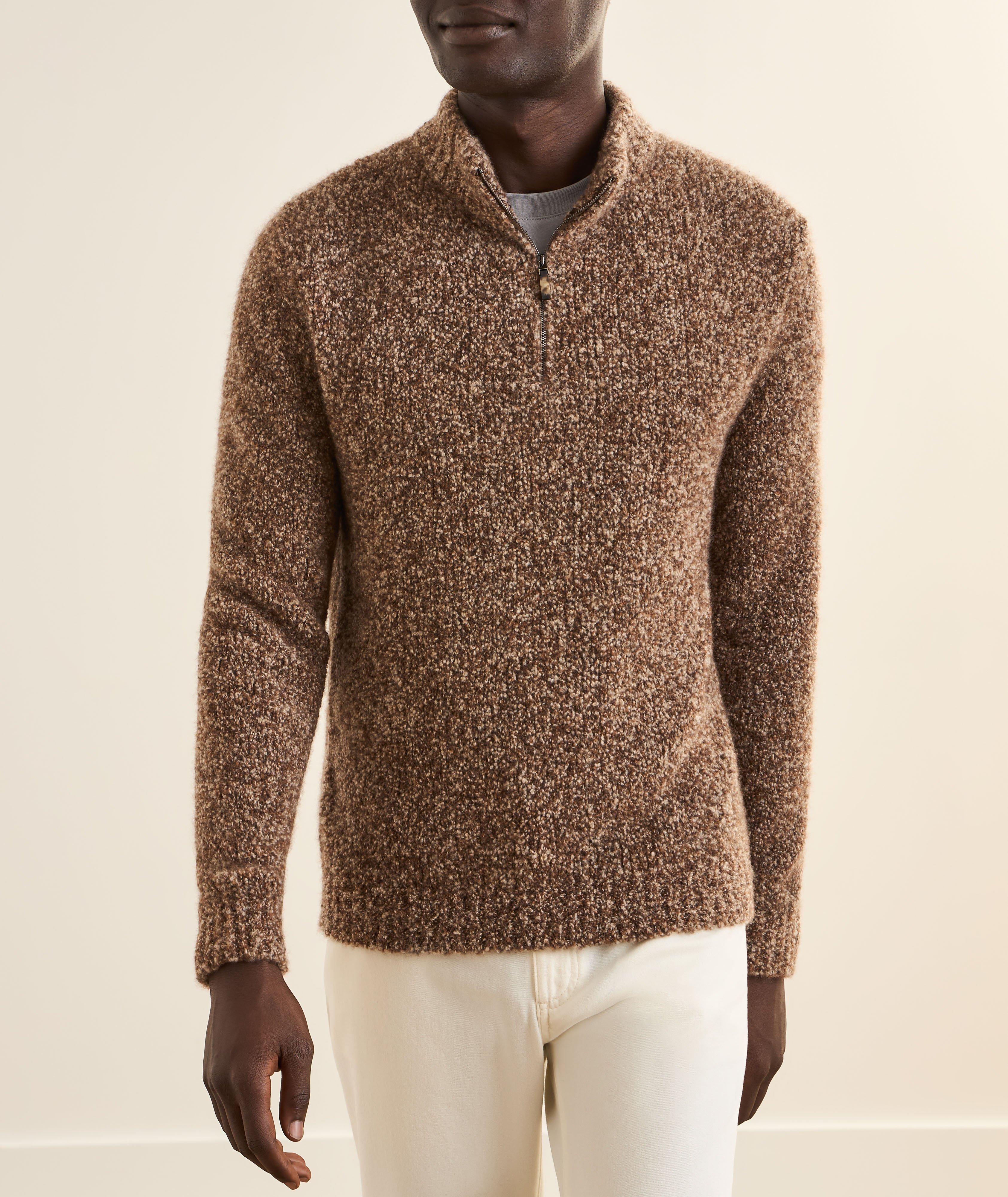 Cashmere-Silk Bouclé Quarter-Zip Sweater image 1