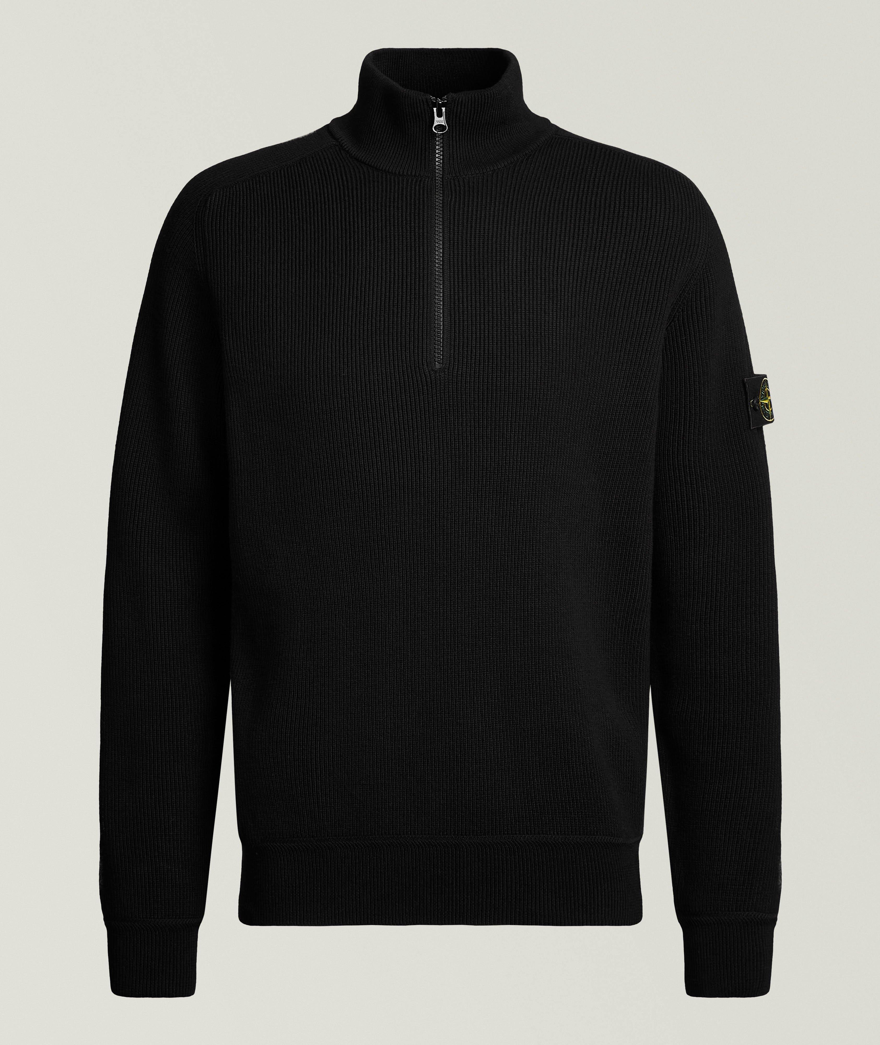 Stone Island Rib-Knit Quarter-Zip Sweater