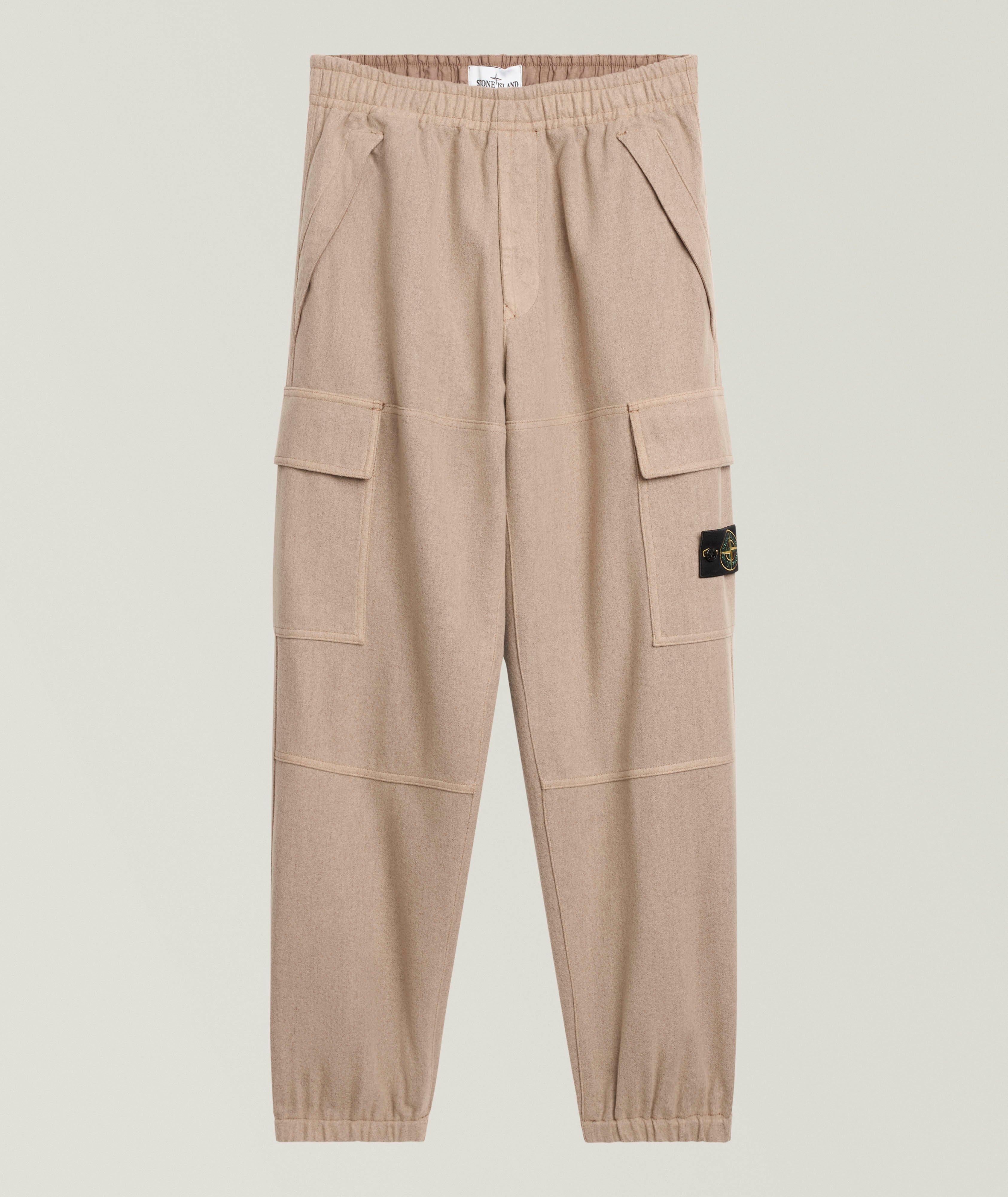 Stone Island Wool-Nylon Flannel Cargo Joggers 