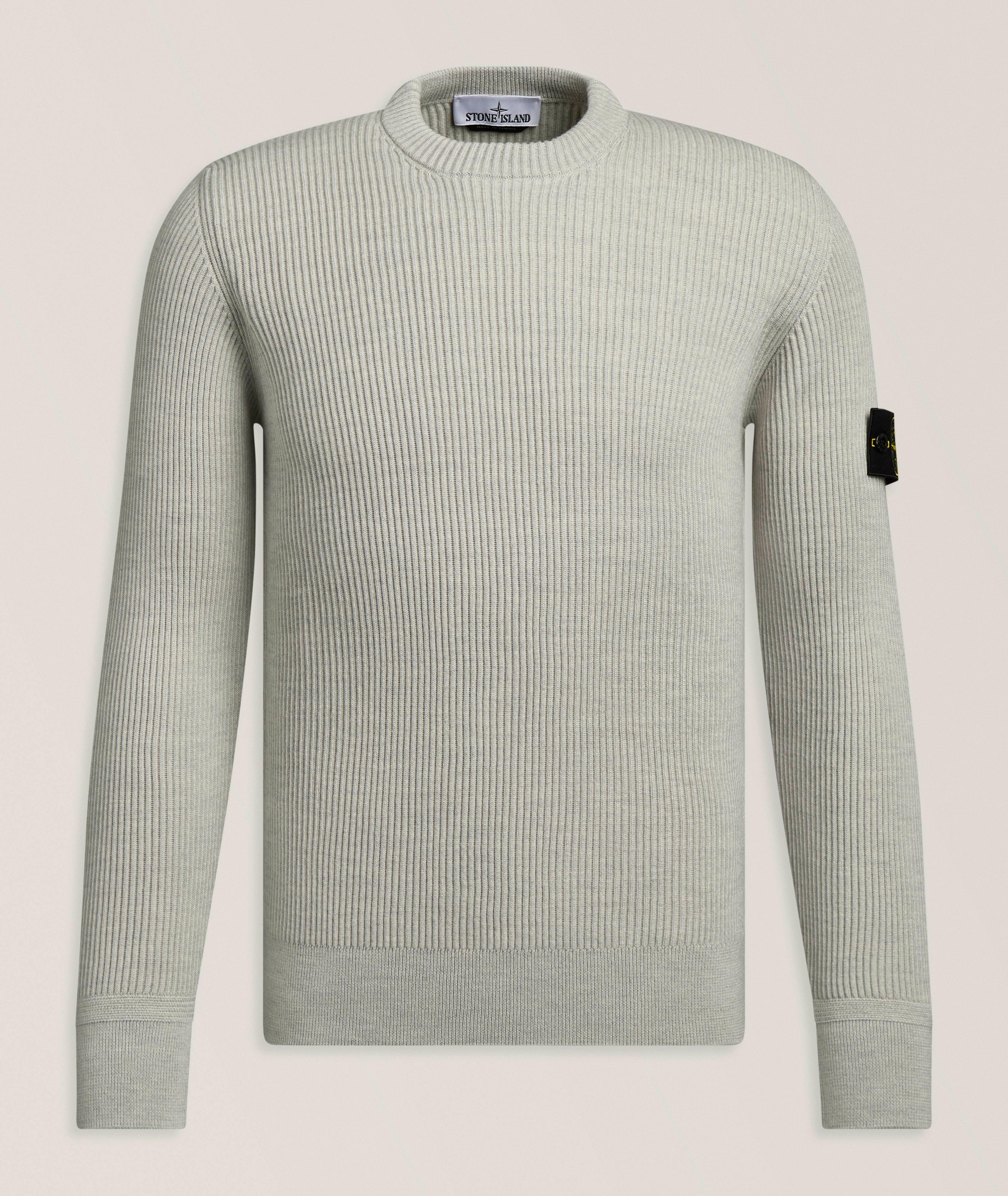 Stone Island Pull encolure ronde laine côtelé